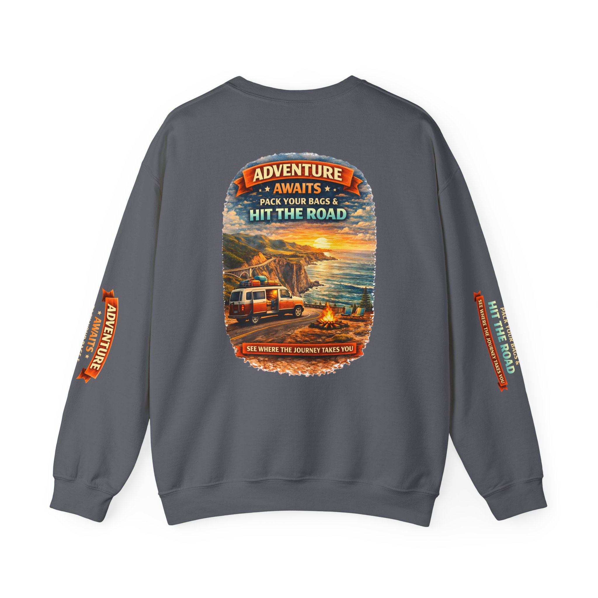 9735797103781616722_2048.jpeg Unisex Heavy Blend™ Crewneck Sweatshirt — "Adventure Awaits-Pack Your Bags" Design Scenic-Line