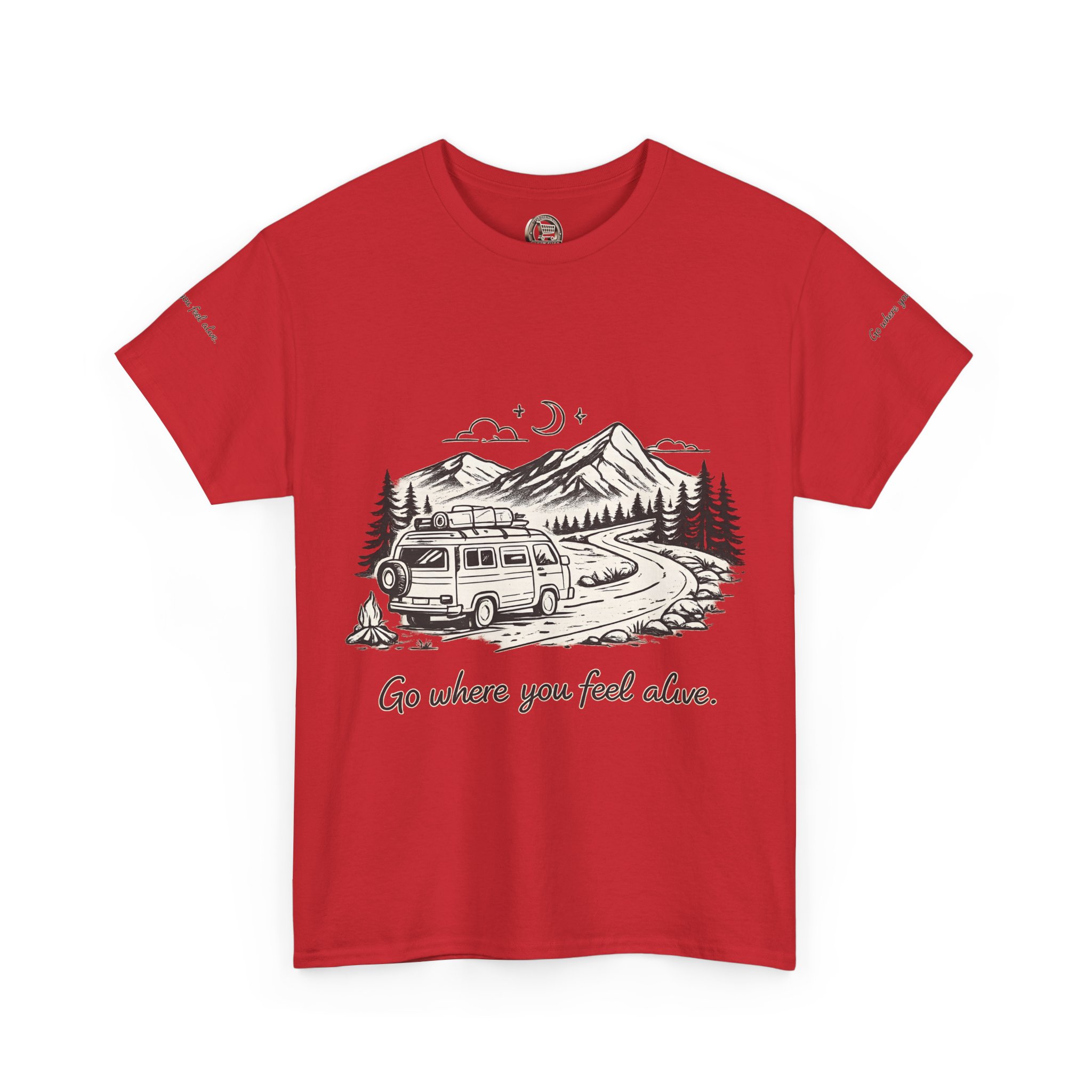 Unisex Heavy Cotton Tee — "Go Where You Feel Alive" Design Minimal-Line