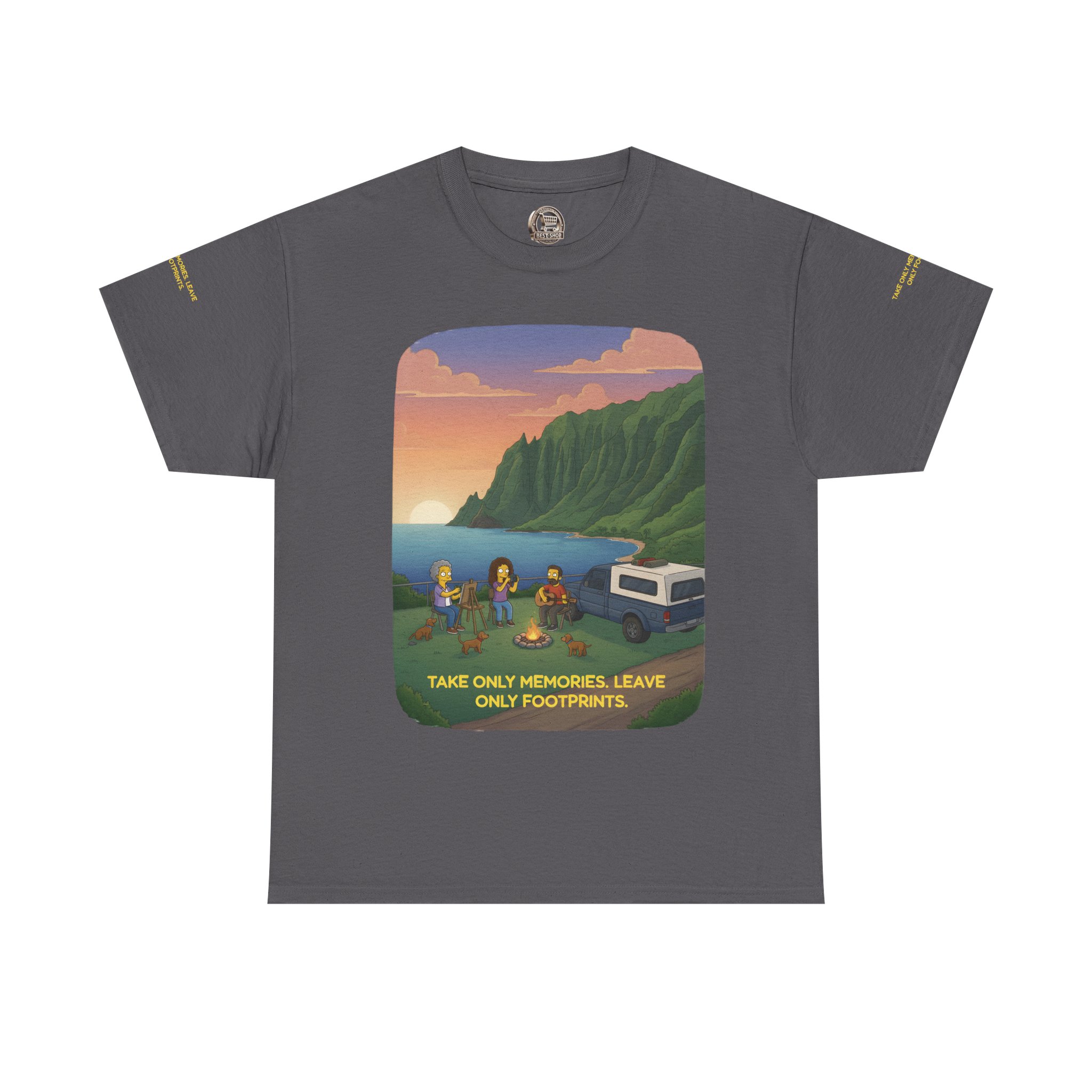 Unisex Heavy Cotton Tee — "Take Only Memories-Leave Only Footprints" Design Sitcom-Line