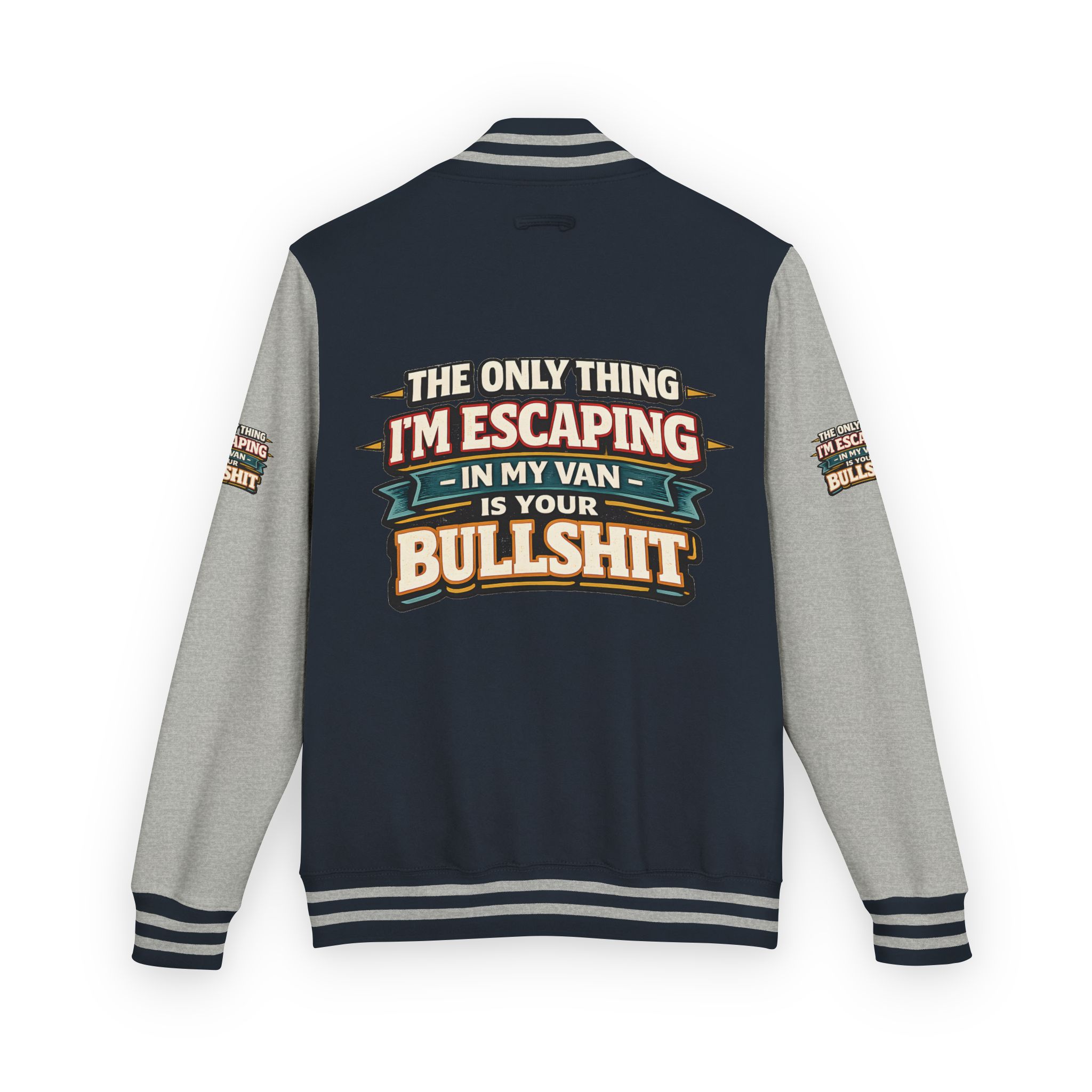 Unisex Heavyweight Letterman Jacket — "The Only Thing I´m Escaping" Design F**K-Line