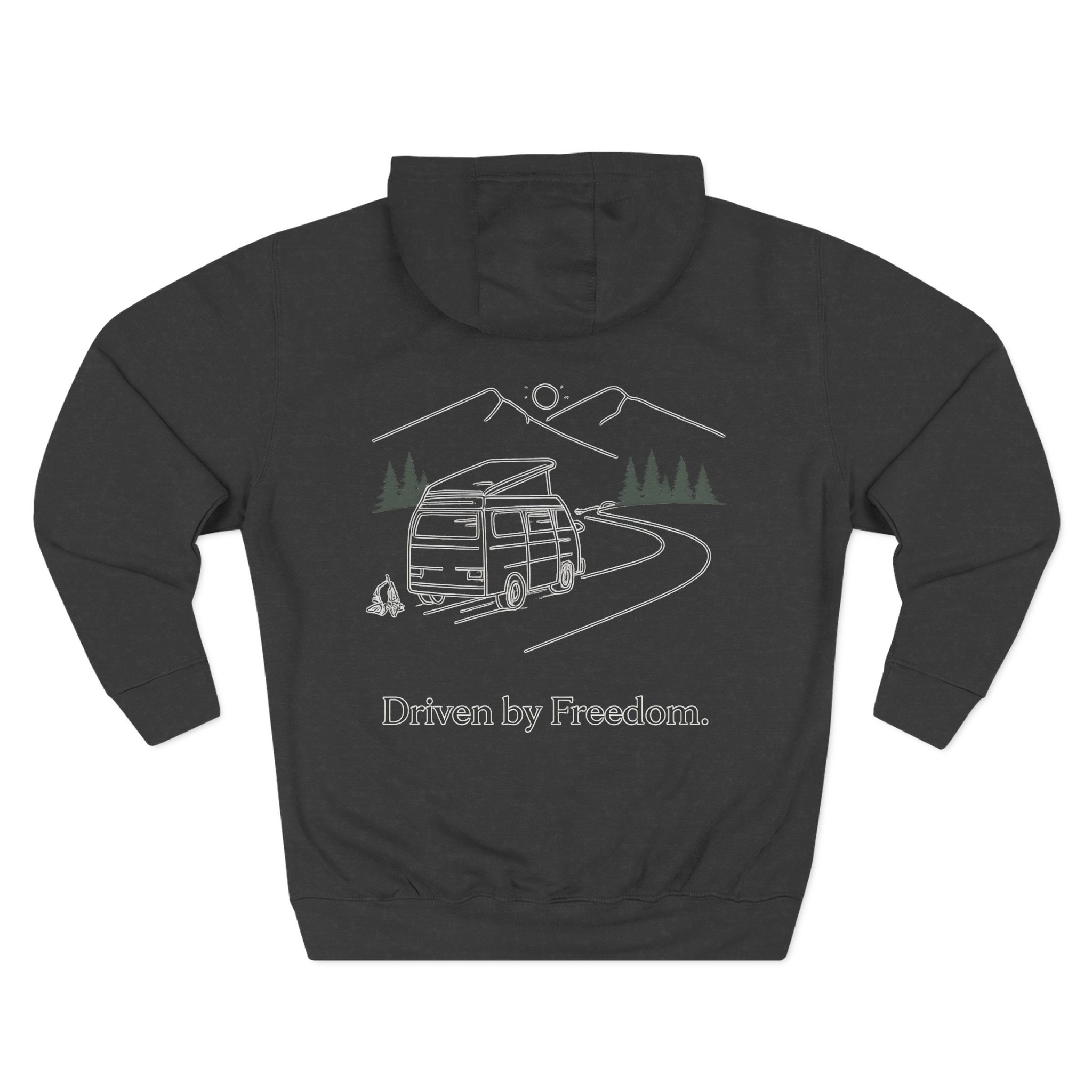 Three-Panel Fleece Hoodie - "Driven By Freedom" Design Minimal-Line