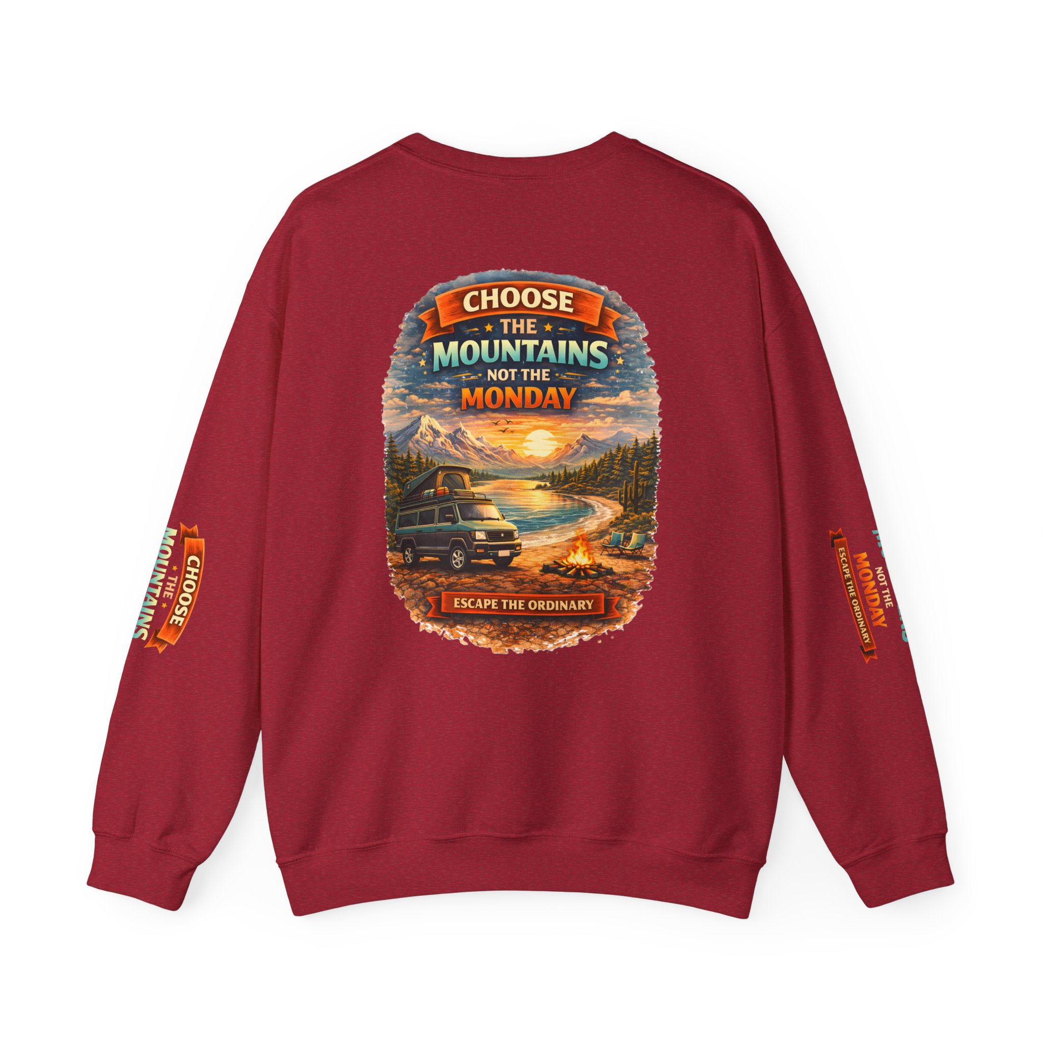 Unisex Heavy Blend™ Crewneck Sweatshirt — "Choose The Mountens" Design Scenic-Line