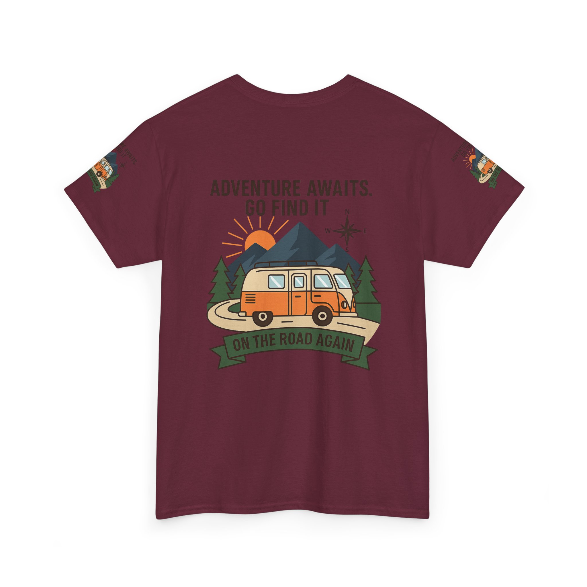 9747350891971329520_2048.jpeg Unisex Heavy Cotton Tee — 'Adventure Awaits. Go Find It' Camper Van T‑Shirt