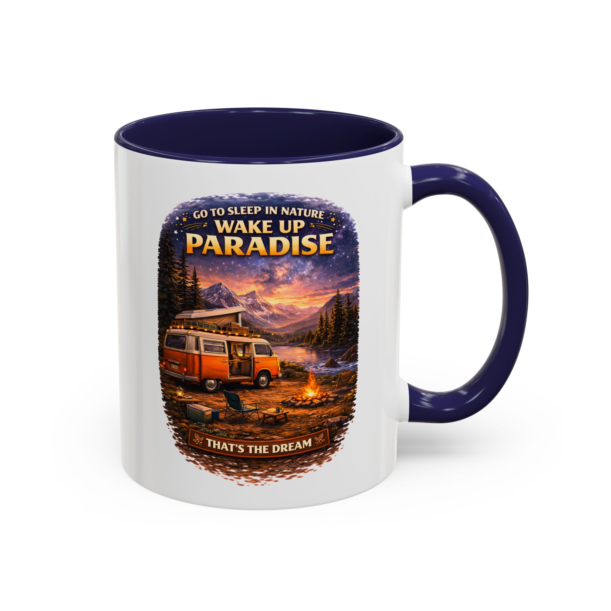 Accent Coffee Mug (11, 15oz) — "Go to Sleep in Nature" Design Scenic-Line