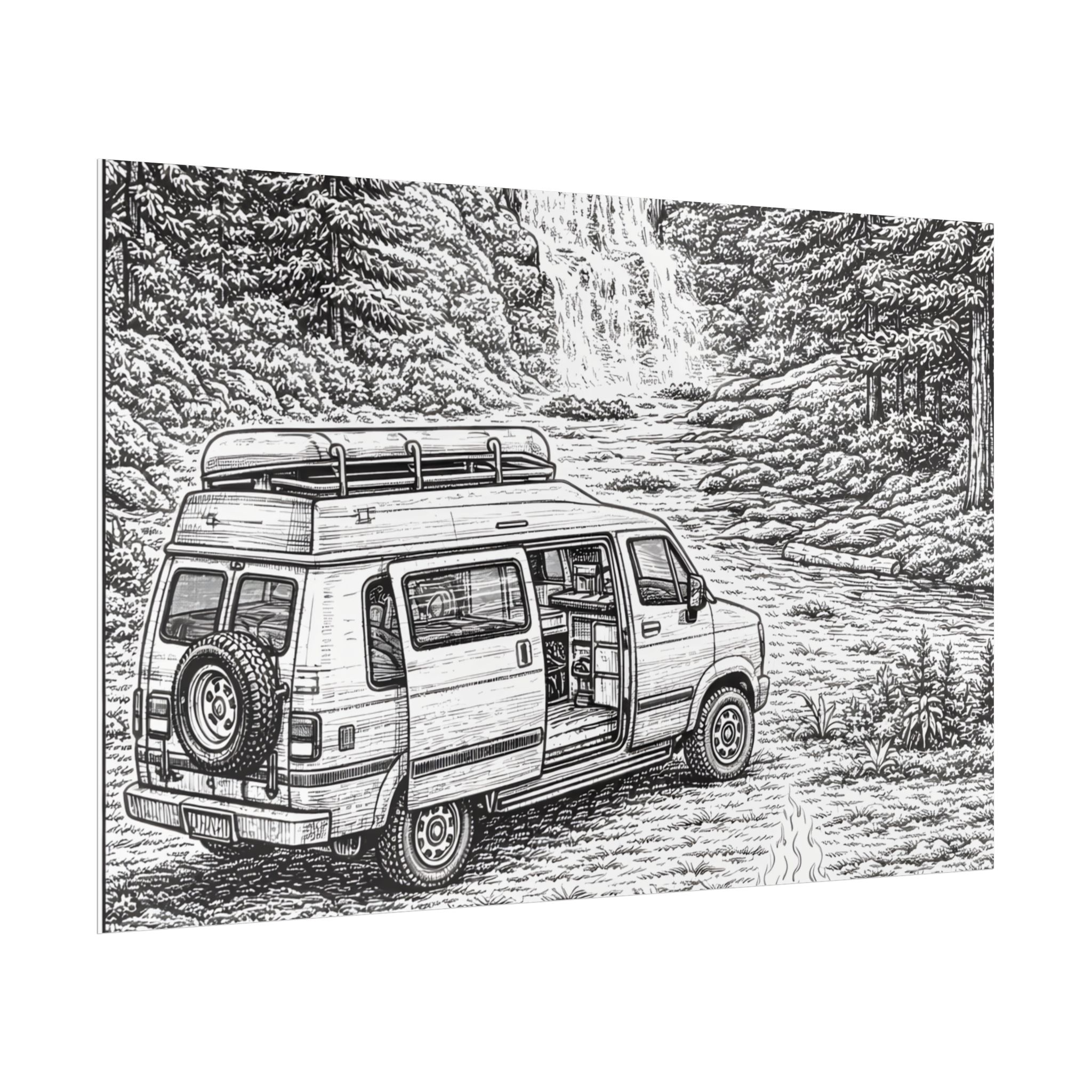 Campervan Poster — Vintage RV Camping Landscape Wall Art