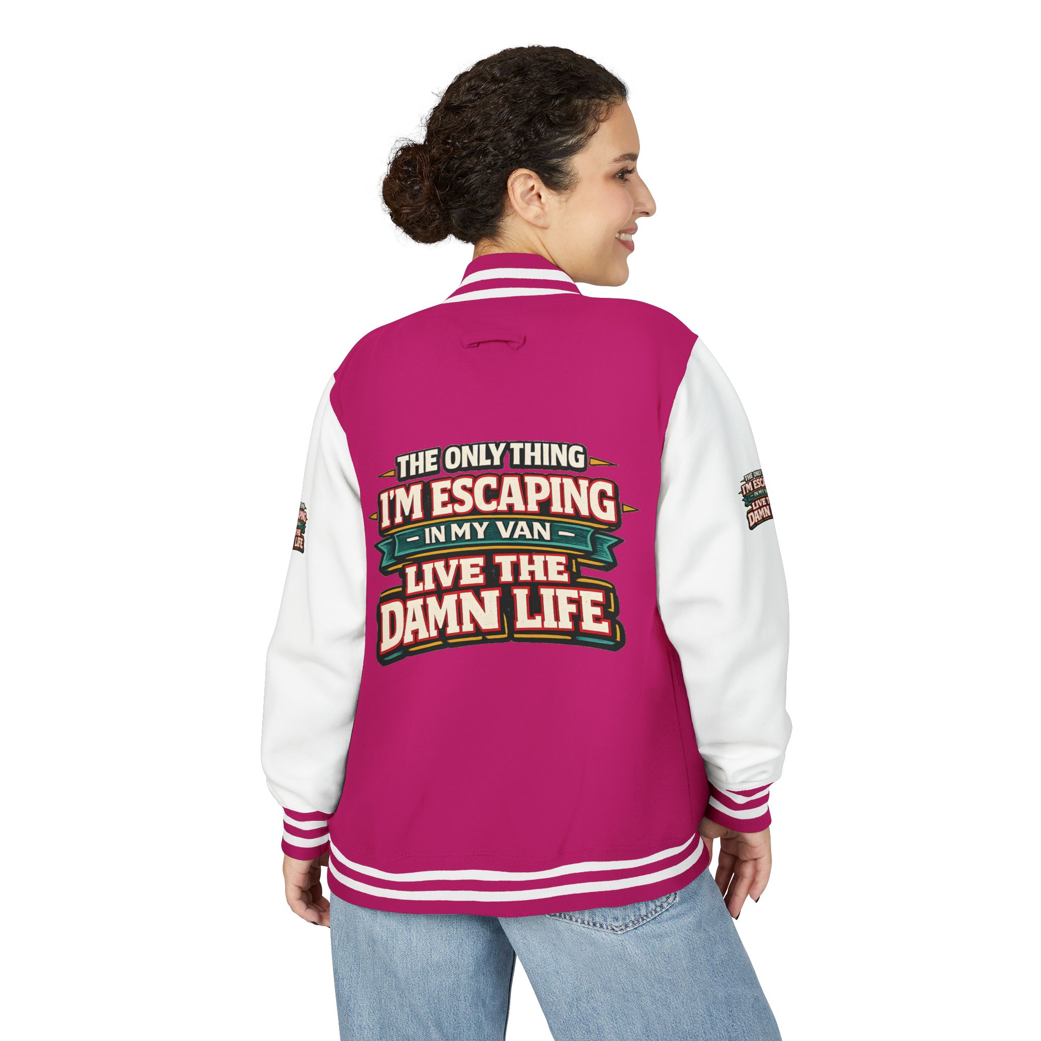 Unisex Heavyweight Letterman Jacket — "The Only Thing I´m Escaping" Design F**K-Line