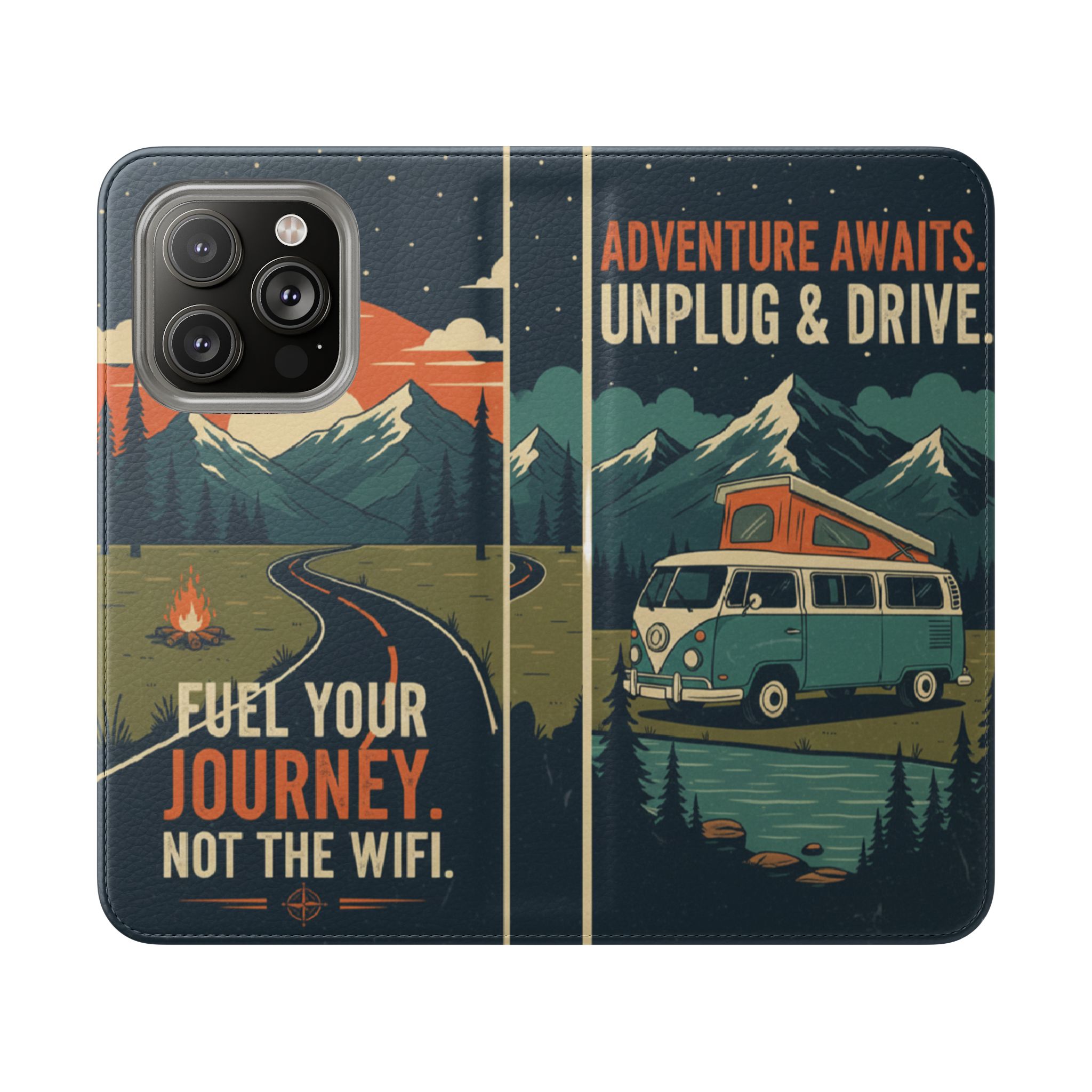 Flip Phone Case — "Fuel Your Journey, Not the Wifi" Wallet Cover