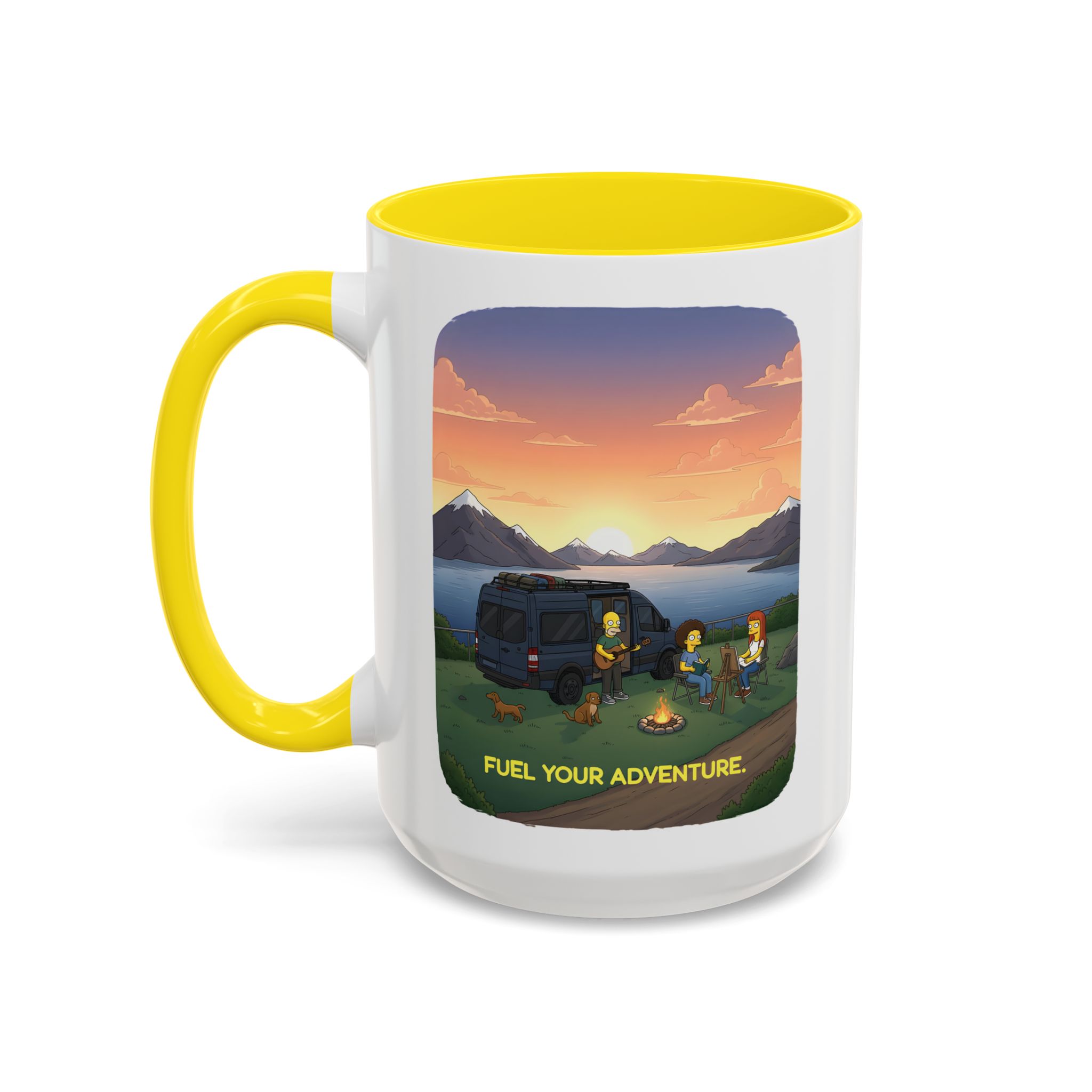 Accent Coffee Mug (11, 15oz) — "Fuel Your Adventure" Design Sitcom-Line