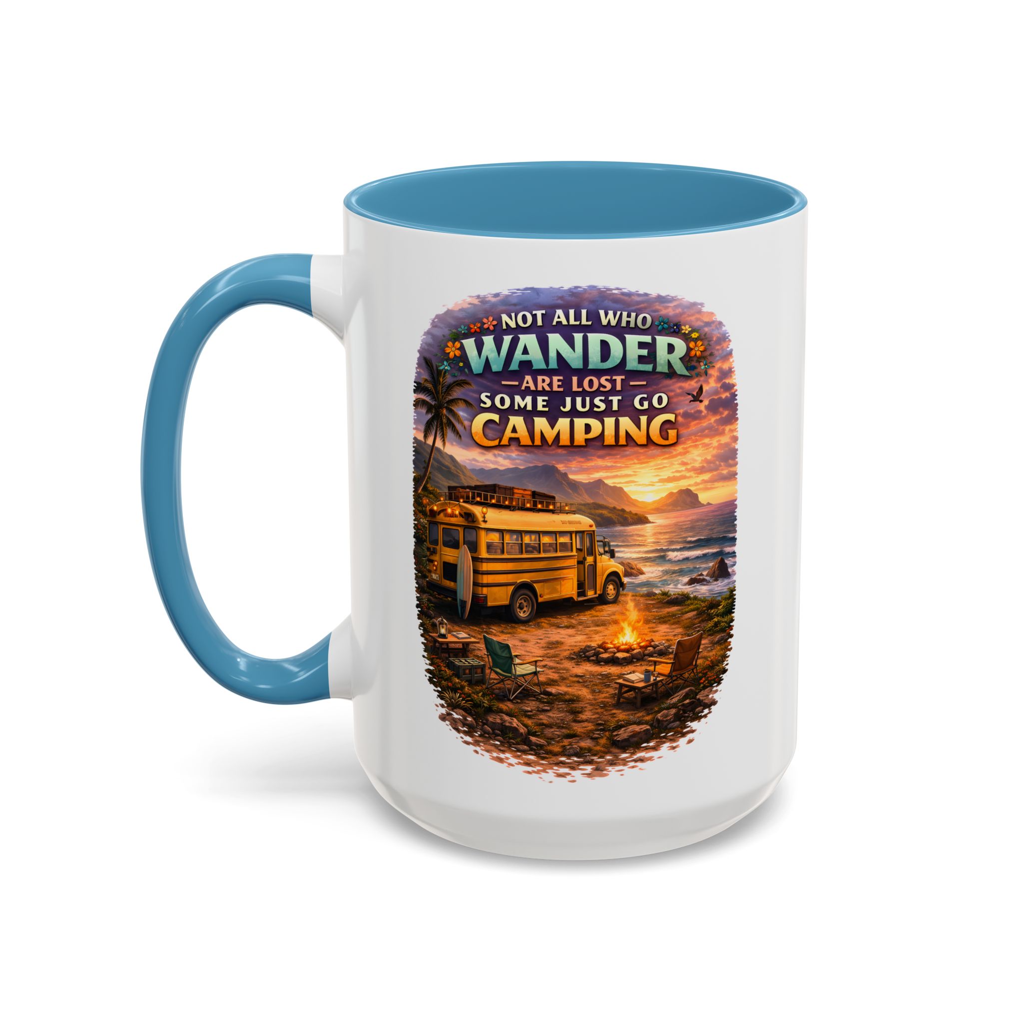 Accent Coffee Mug (11, 15oz) — "Not All Who Wander Are Lost" Design Scenic-Line