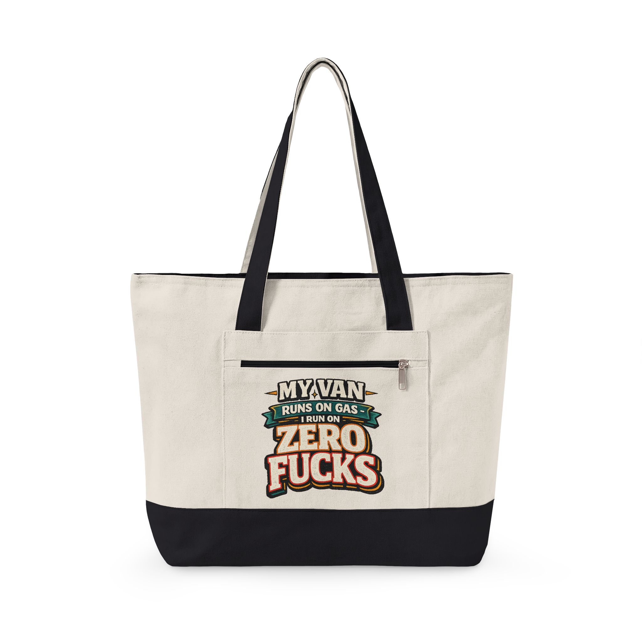 Zippered Canvas Tote — "My Van Runs On Gas" (Design F**K-Line)