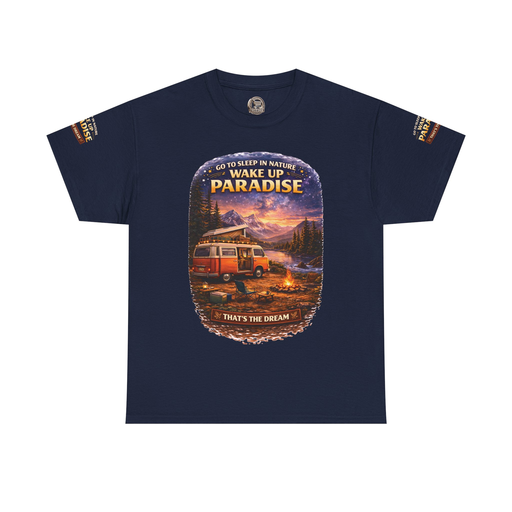 Unisex Heavy Cotton Tee — "Go To Sleep In Nature " Design Scenic-Line