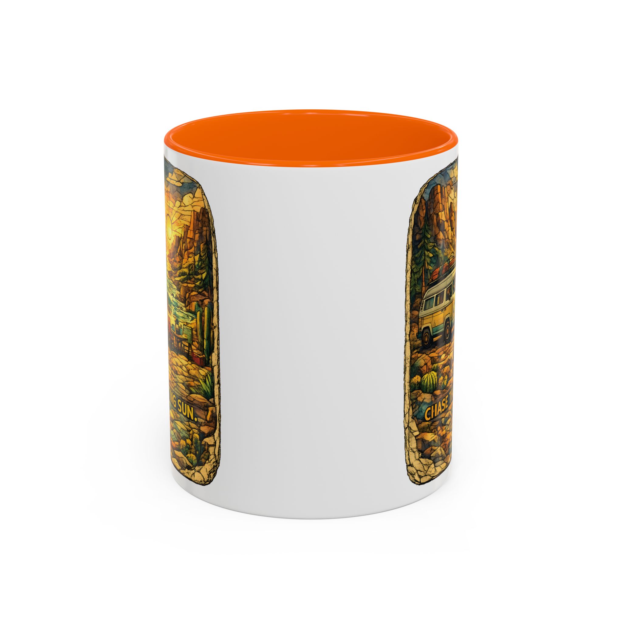 9774855567711965568_2048.jpeg Accent Coffee Mug (11, 15oz) — "Chase The Settings Sun" Design Cubic-Line