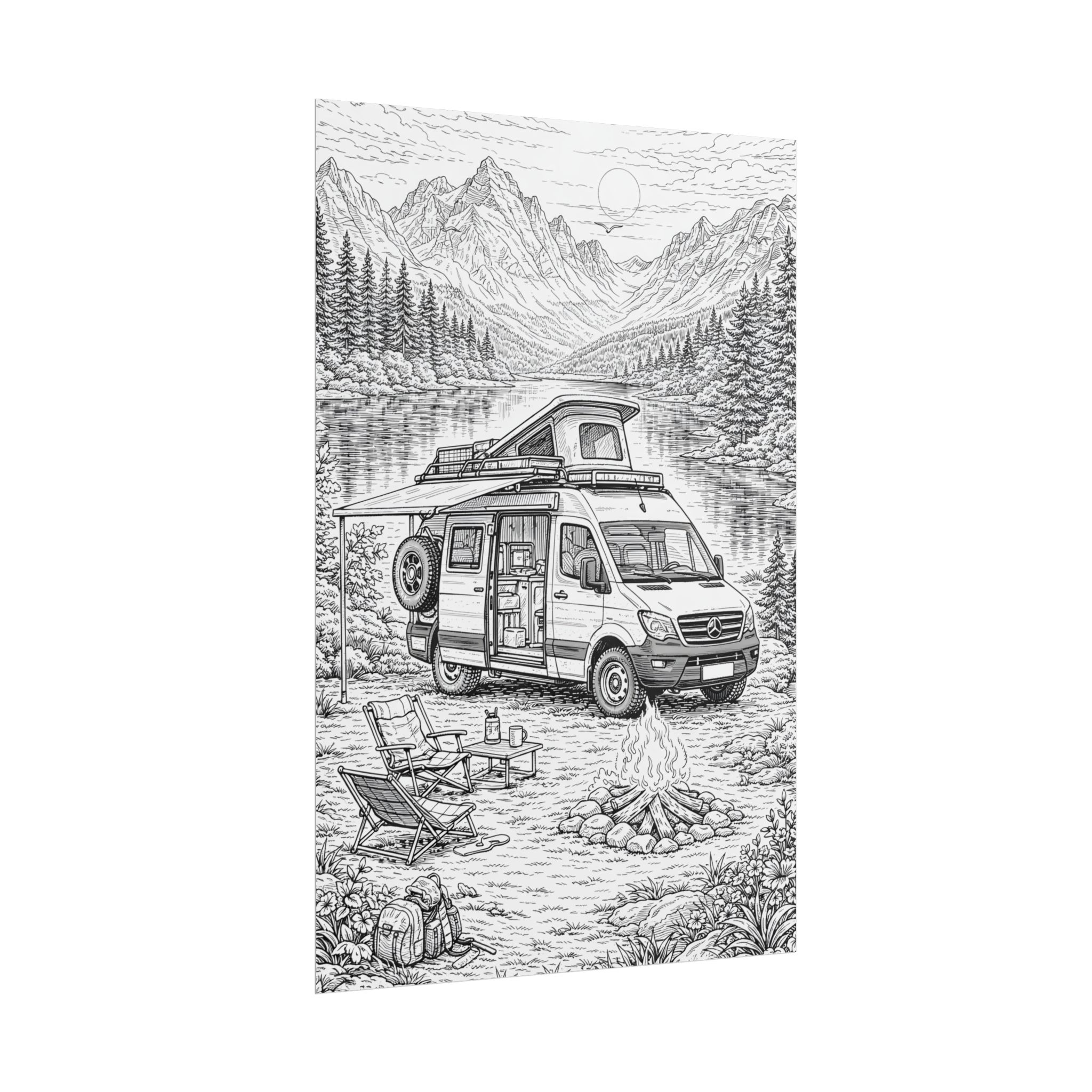 Campervan Poster — Vintage RV Camping Landscape Wall Art