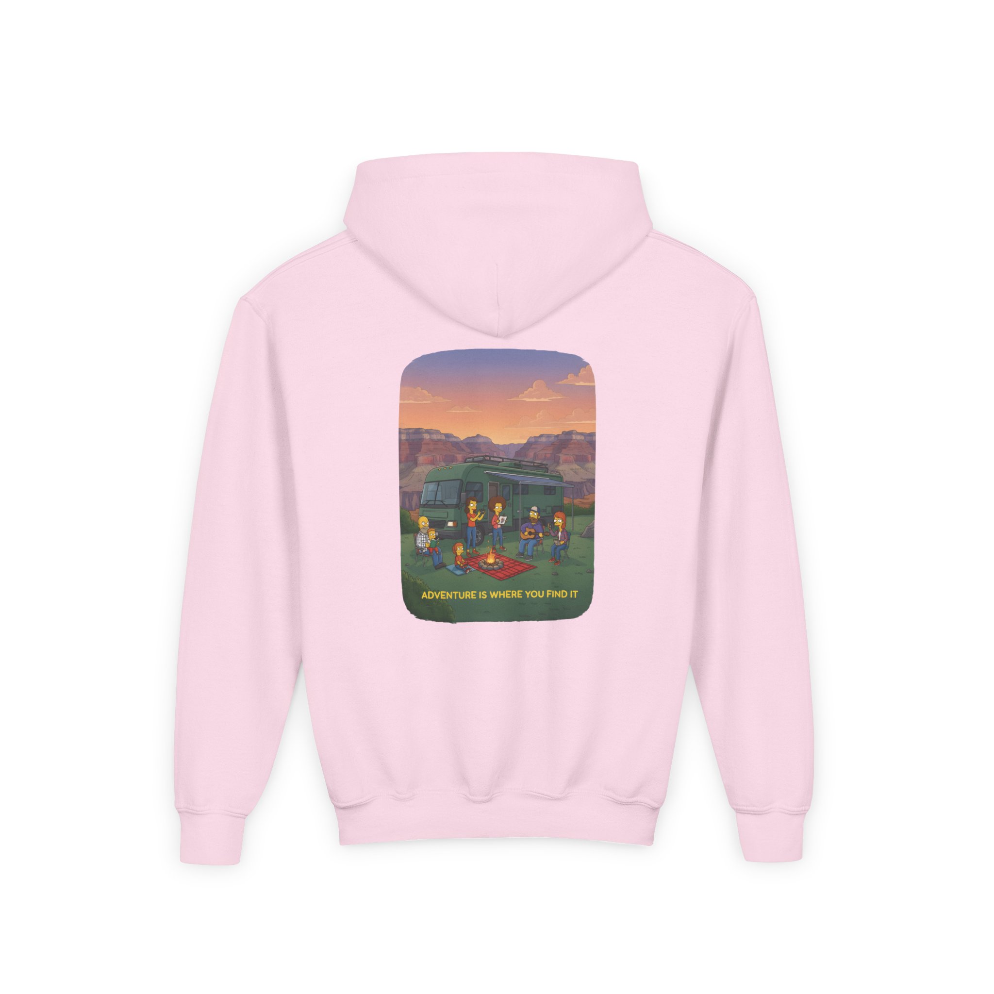 Youth Hoodie(Gildan) – "Adventure Is Where You Find It" (Design Sitcom-Line)