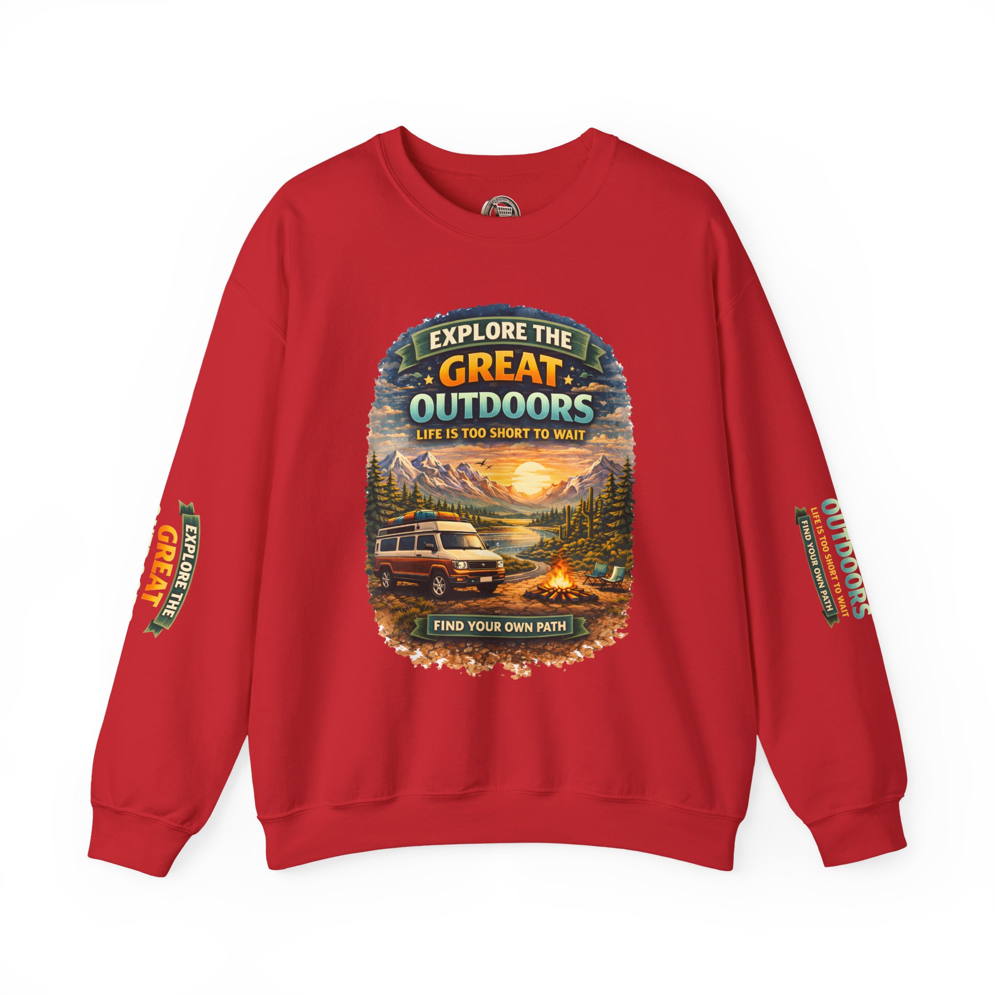 Unisex Heavy Blend™ Crewneck Sweatshirt — "Explore The Great Outdoors" Design Scenic-Line