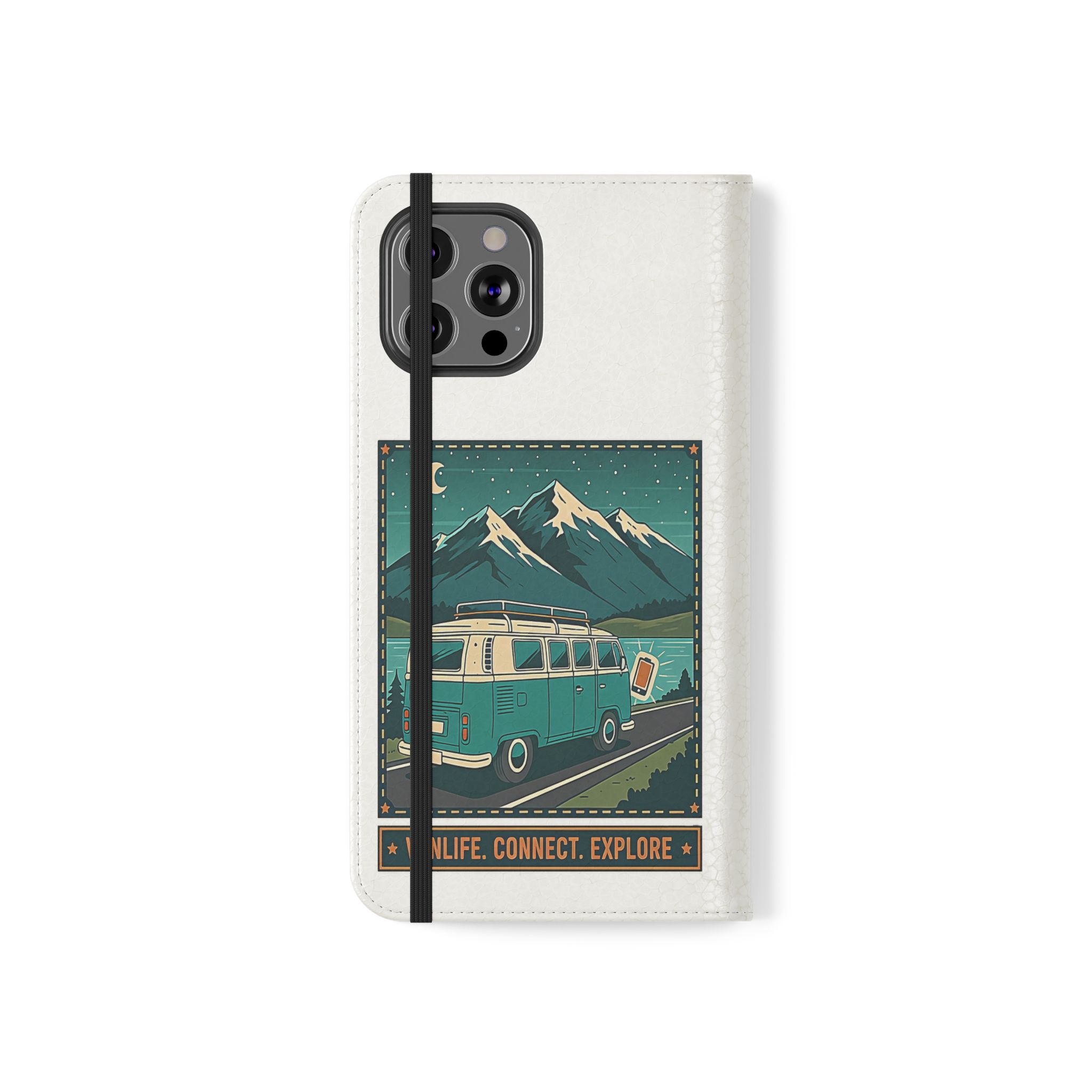 Flip Phone Case — “WiFi Where the Roam Is” Vanlife Wallet Case