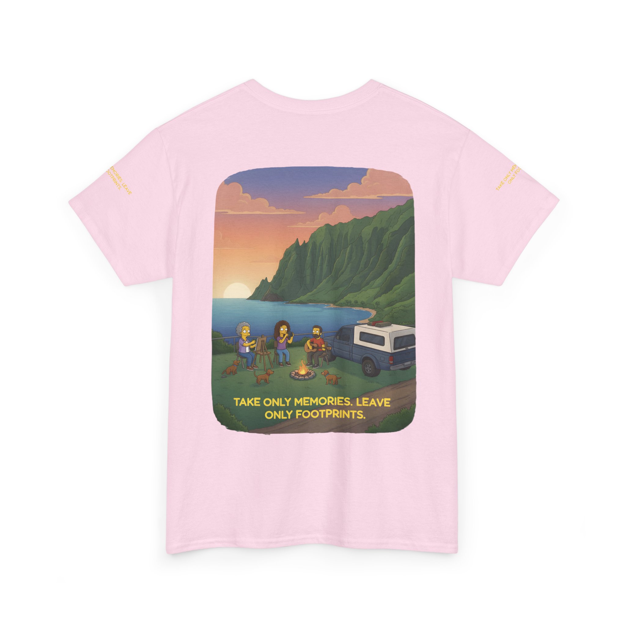 Unisex Heavy Cotton Tee — "Take Only Memories-Leave Only Footprints" Design Sitcom-Line