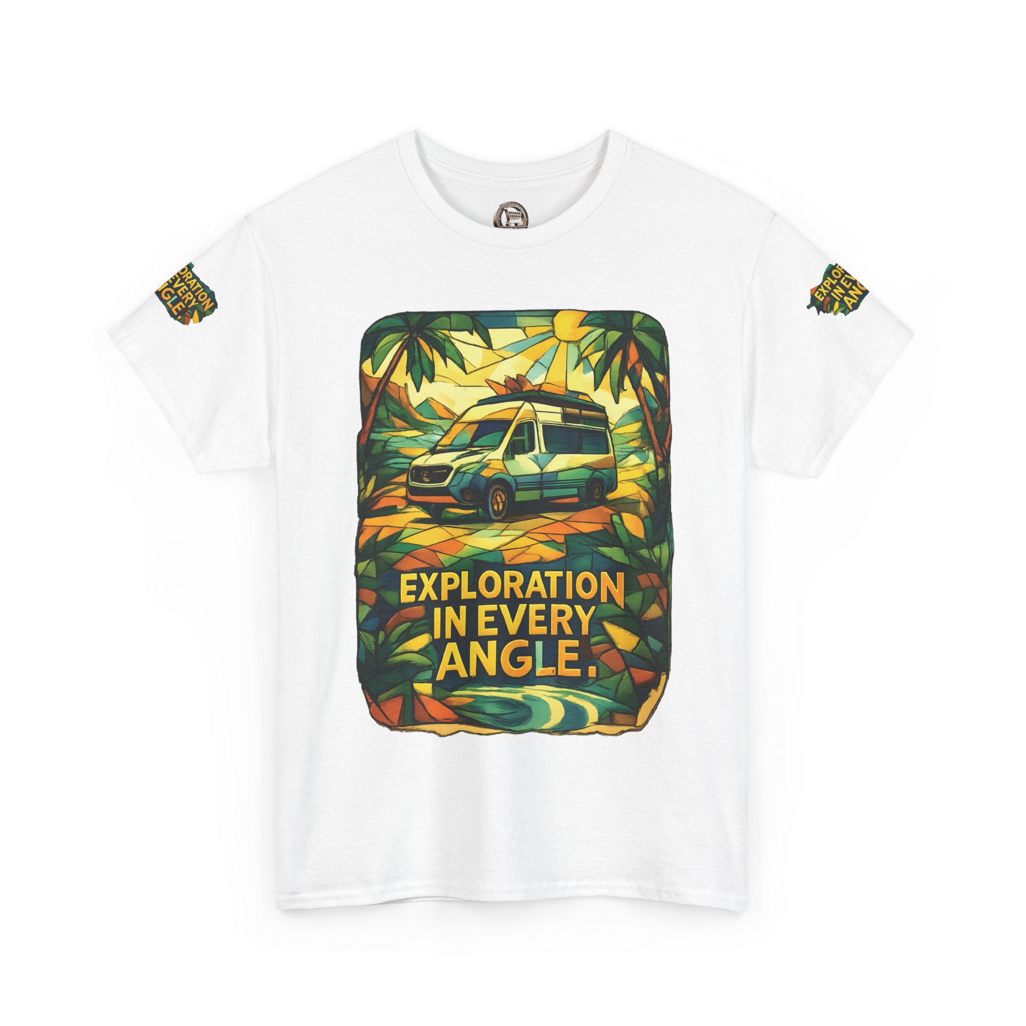 Unisex Heavy Cotton Tee — "Exploration In Every Angle" Design Cubic-Line