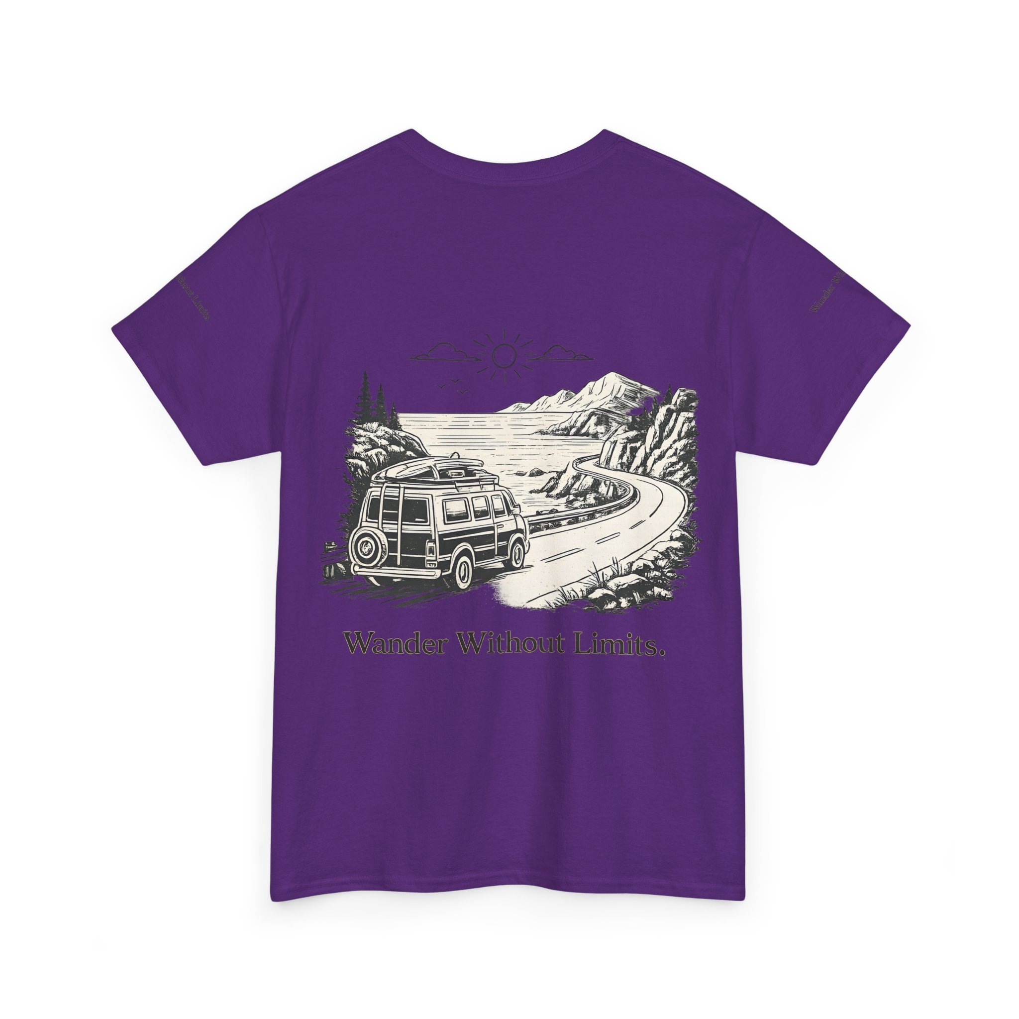 98022536906419566_2048.jpeg Unisex Heavy Cotton Tee — "Wander Without Limits" Design Minimal-Line