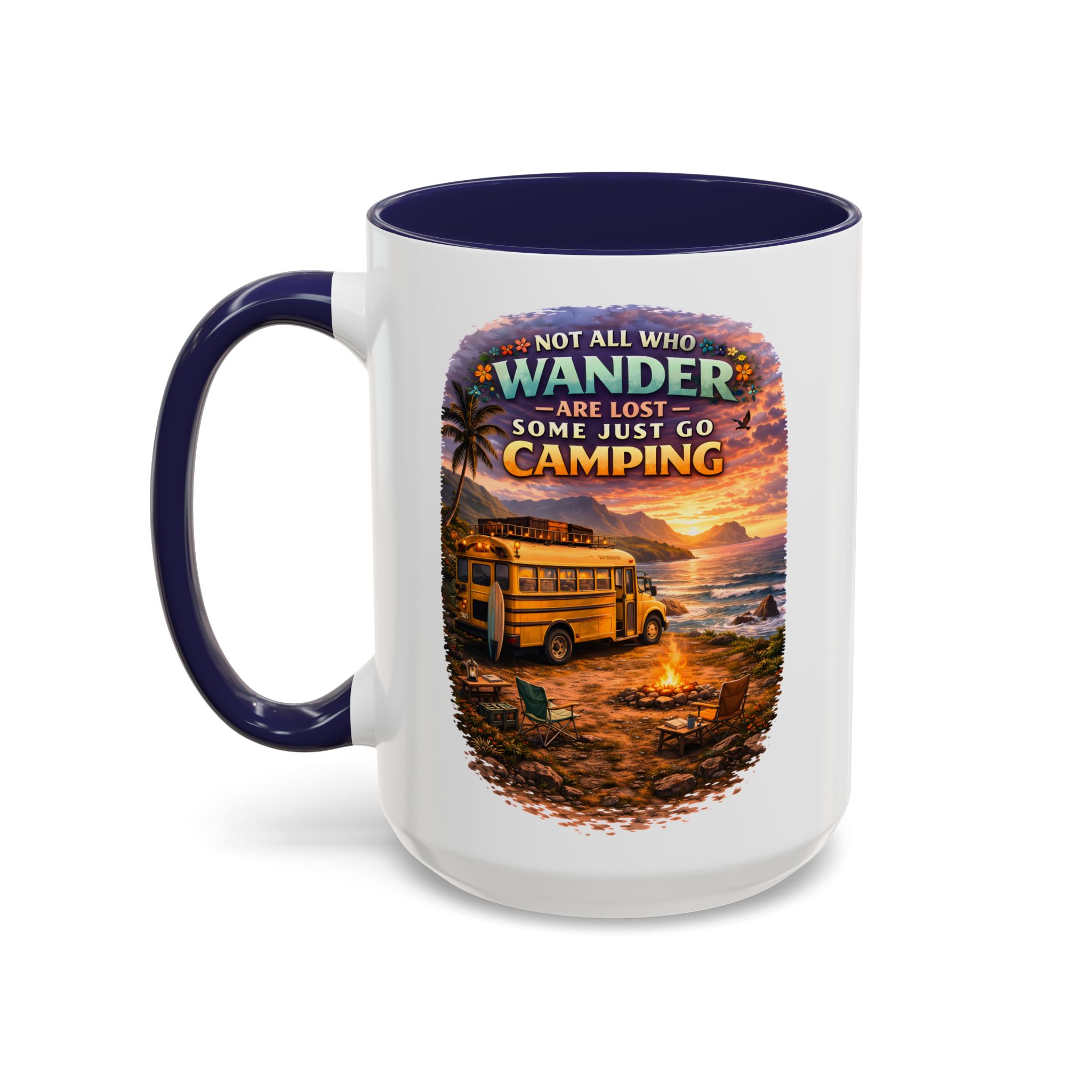Accent Coffee Mug (11, 15oz) — "Not All Who Wander Are Lost" Design Scenic-Line