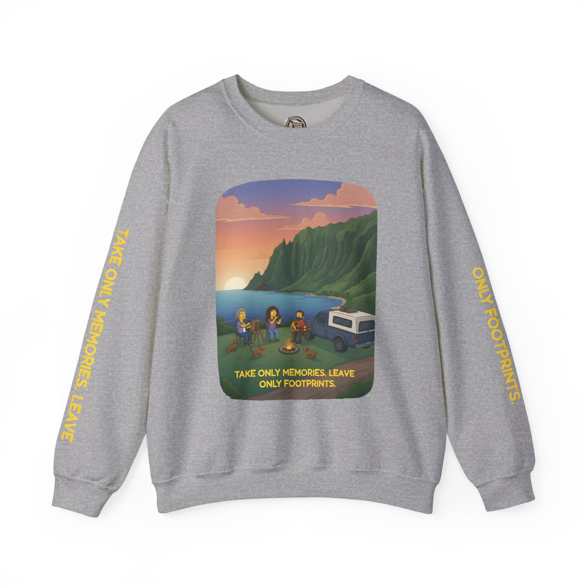 Unisex Heavy Blend™ Crewneck Sweatshirt — "Take Only Memories-Leave Only Footprints" Design Sitcom-Line