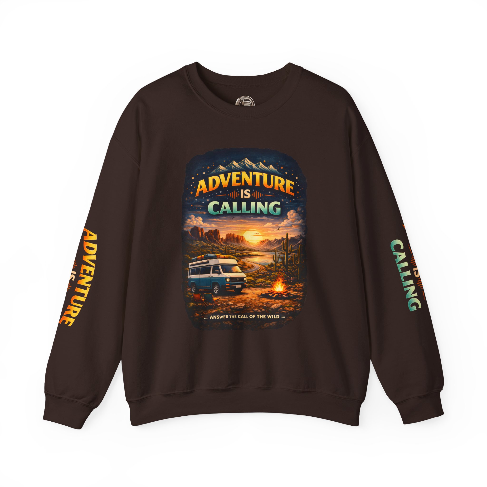 Unisex Heavy Blend™ Crewneck Sweatshirt — "Adventure Is Calling" Design Scenic-Line