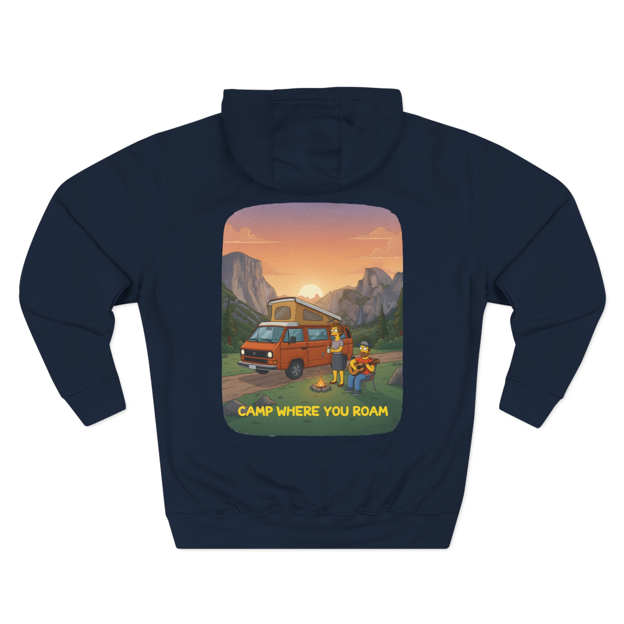 Three-Panel Fleece Hoodie - "Camp Where You Roam" Design Sitcom-Line