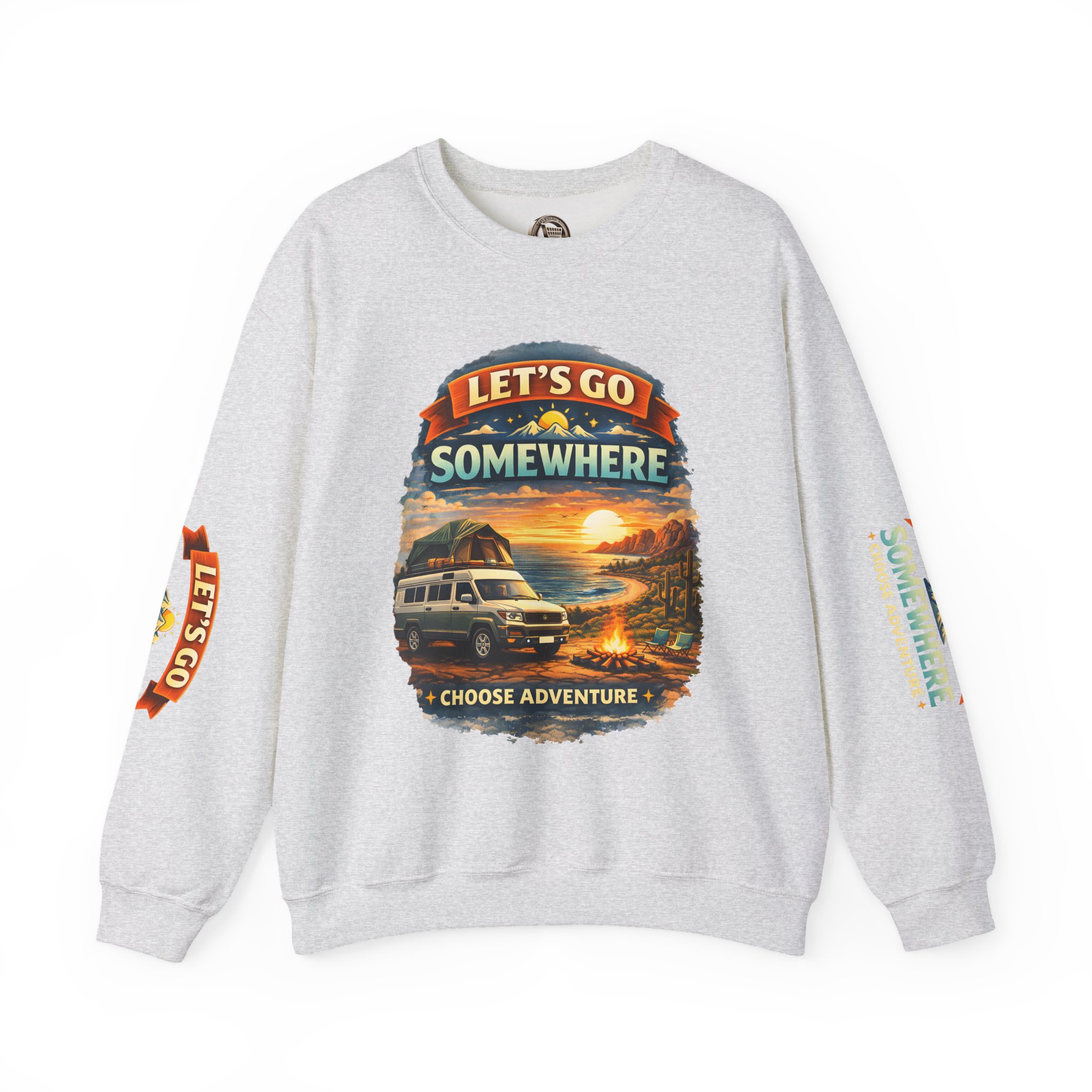 Unisex Heavy Blend™ Crewneck Sweatshirt — "Lets Go Somewhere" Design Scenic-Line