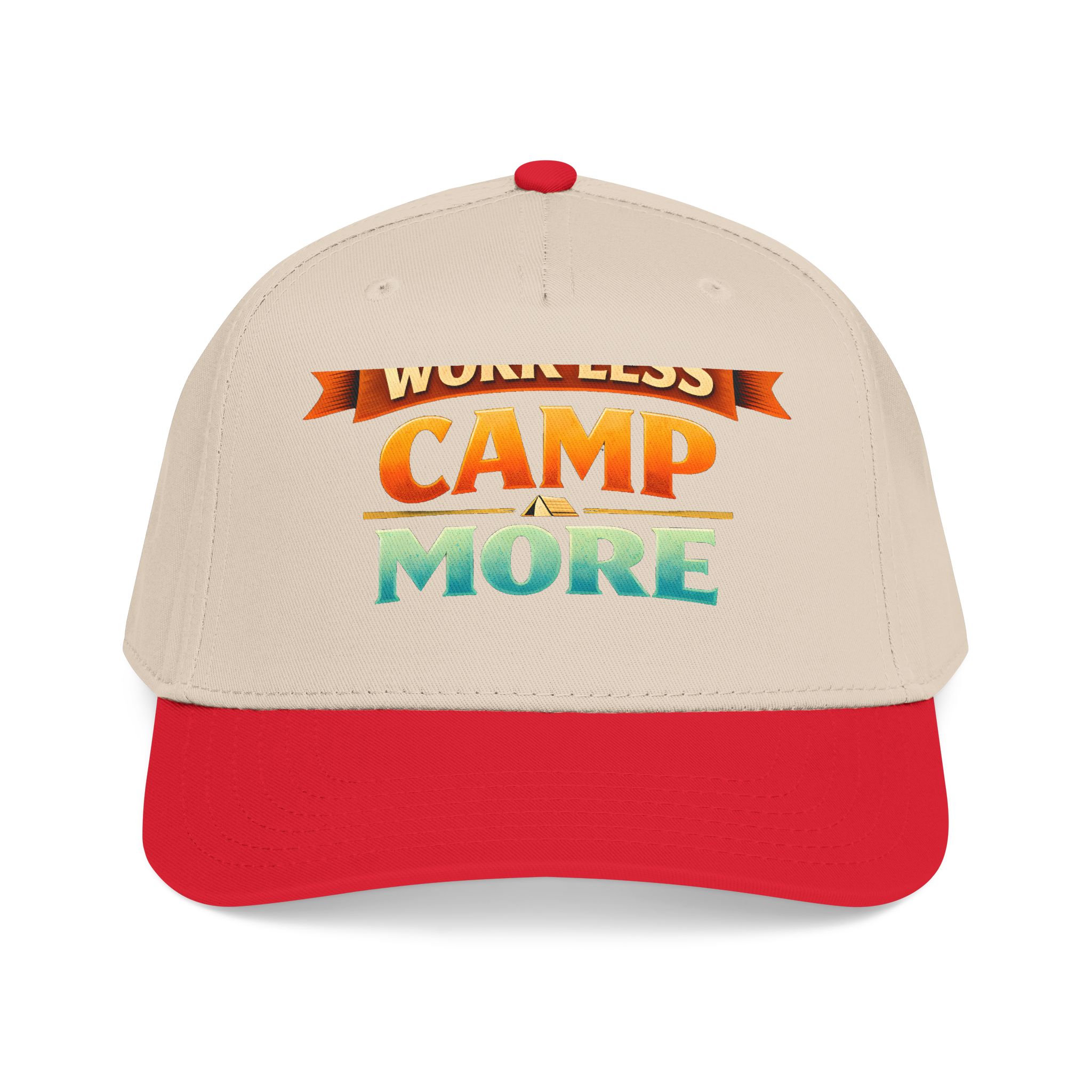 Baseball Cap - "Work Less-Camp More" Design Scenic-Line