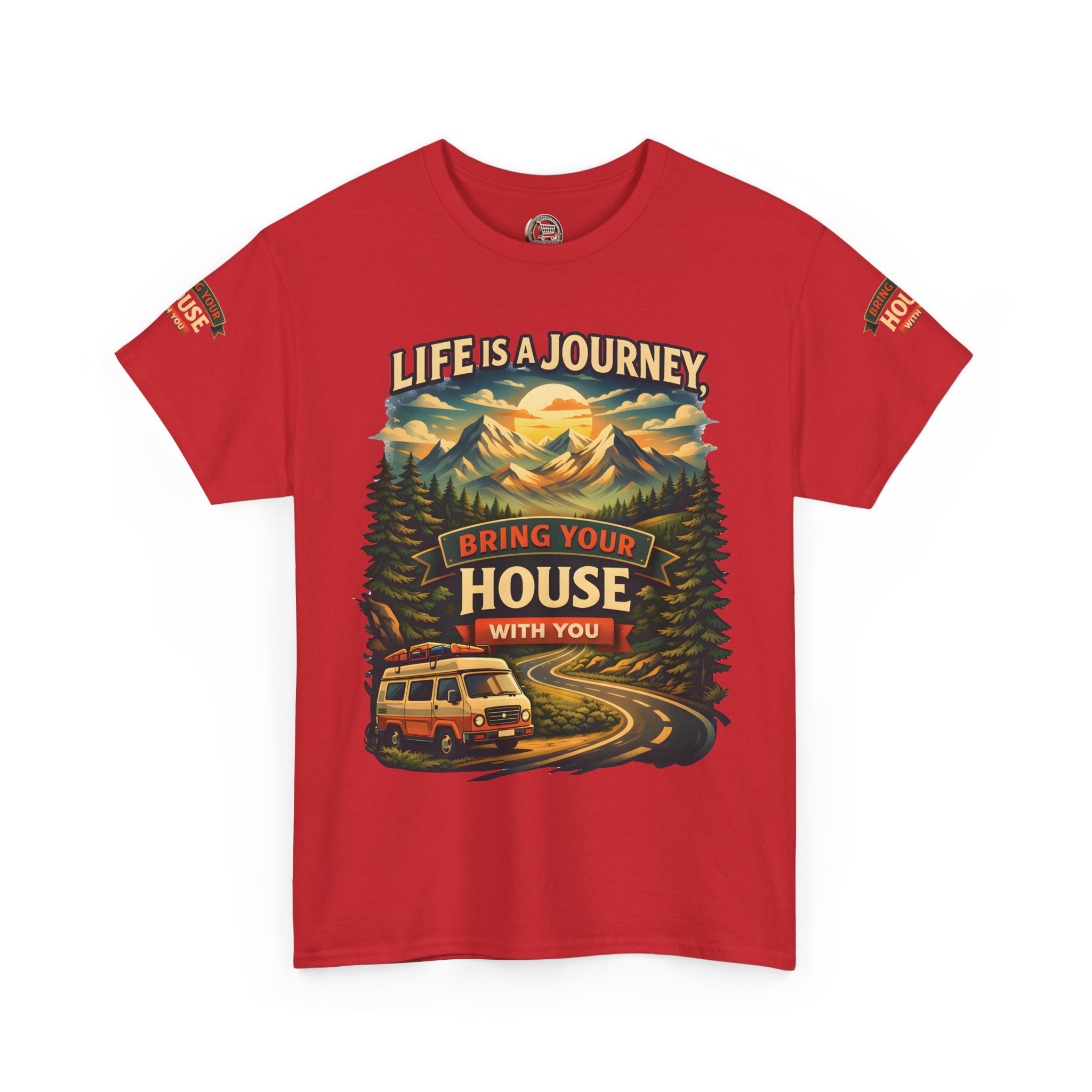 9837203038597940516_2048.jpeg Unisex Heavy Cotton Tee — "Live Is A Journey-Bring Your House With You" Design Scenic-Line