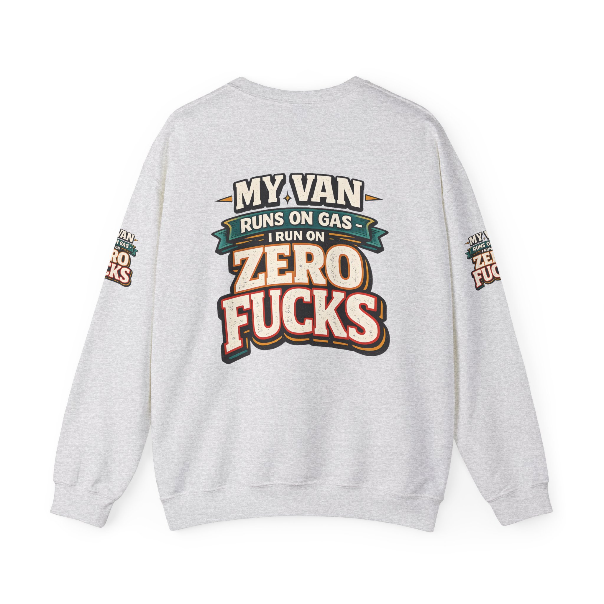 Unisex Heavy Blend™ Crewneck Sweatshirt — "My Van Runs On Gas" Design F**K-Line