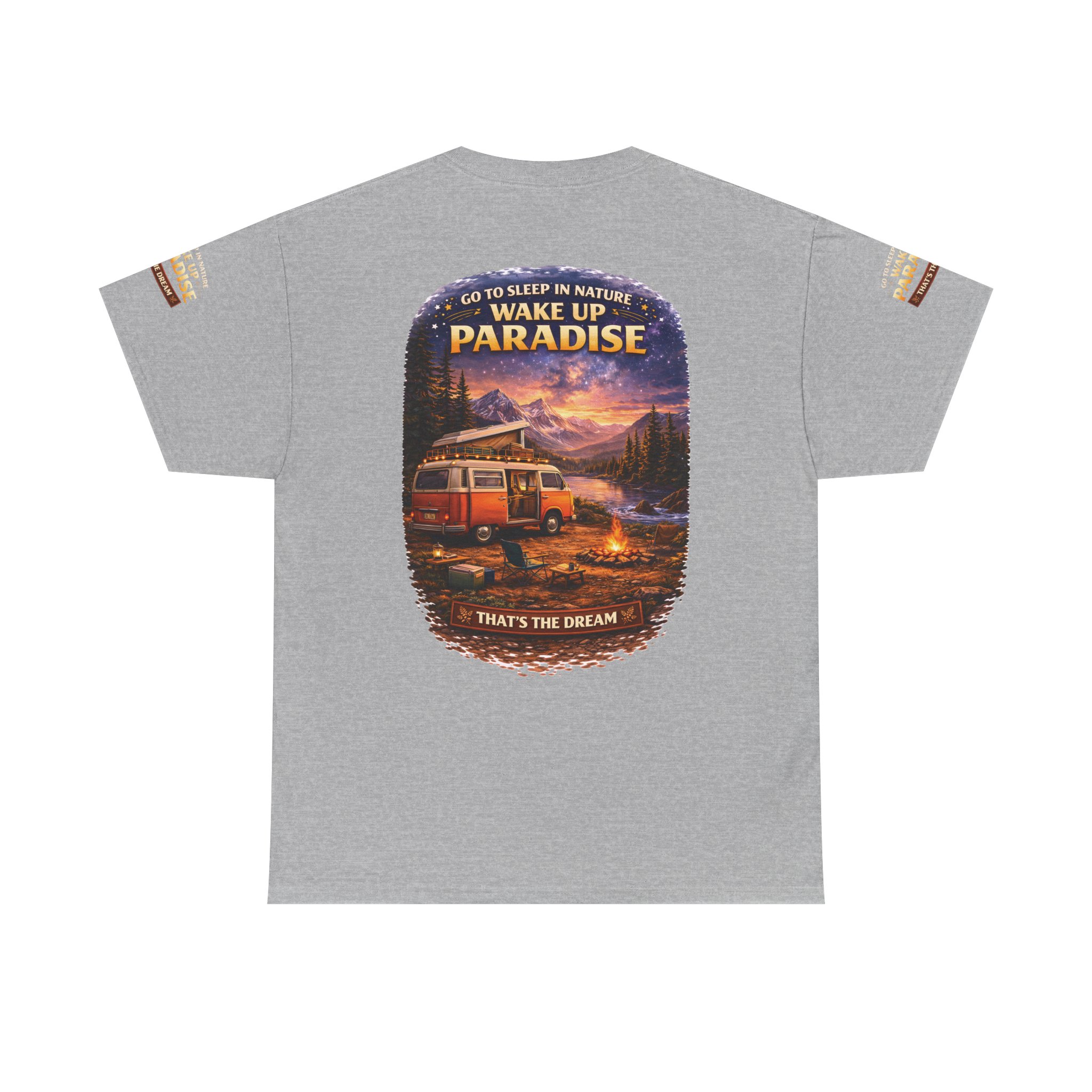 Unisex Heavy Cotton Tee — "Go Sleep In Nature" Design Scenic-Line