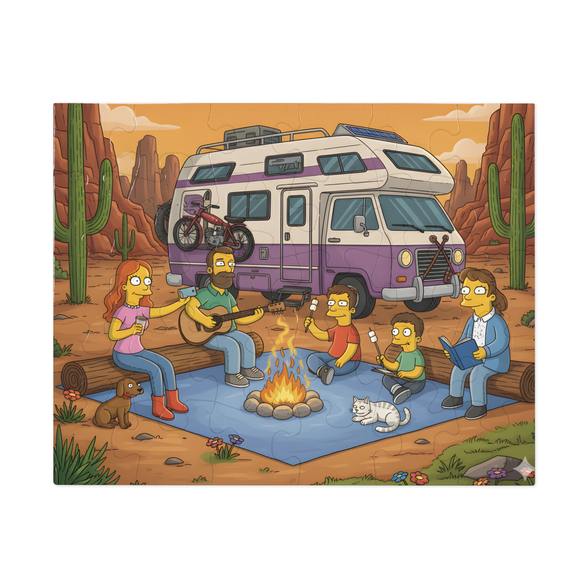 Jigsaw Puzzle with Tin – RV Campfire Design