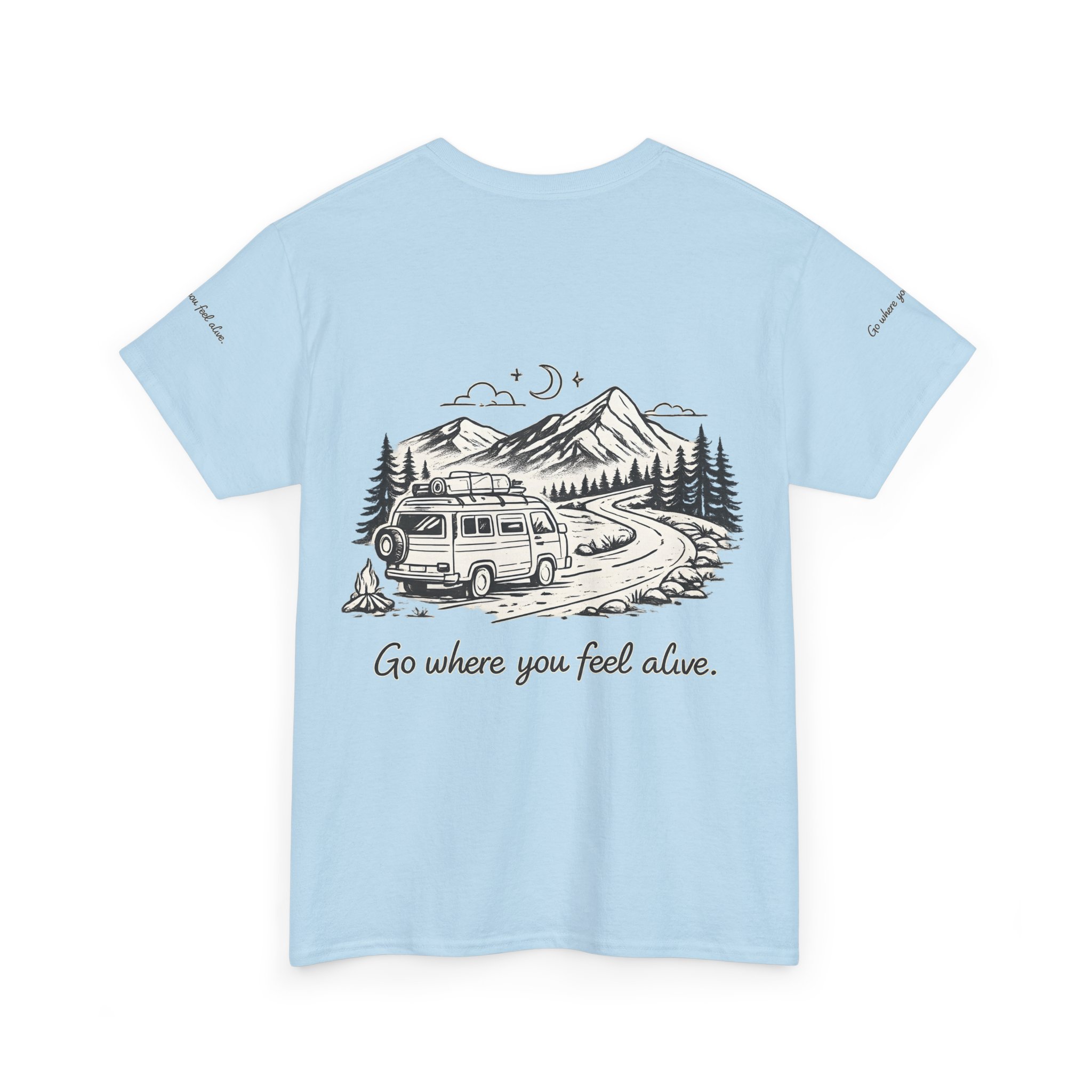Unisex Heavy Cotton Tee — "Go Where You Feel Alive" Design Minimal-Line