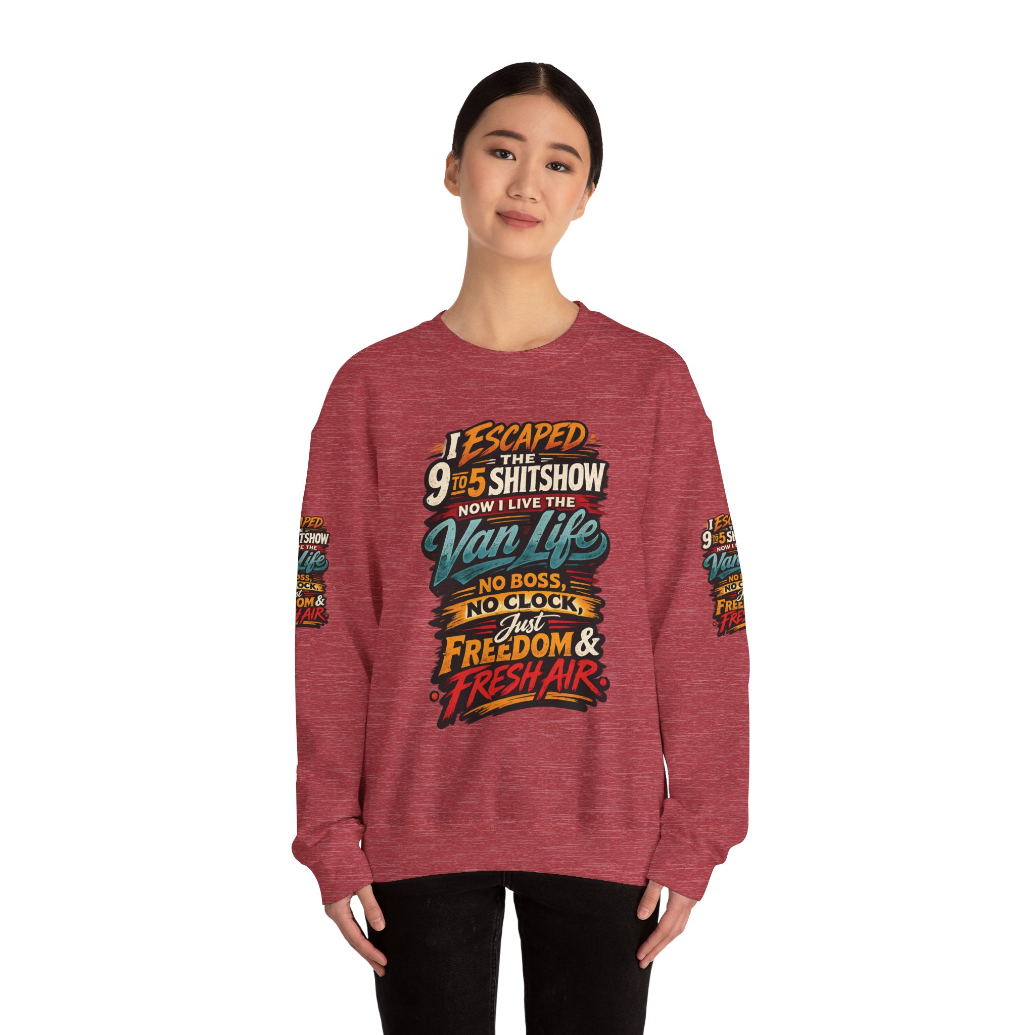 9846233964564768336_2048.jpeg Unisex Heavy Blend™ Crewneck Sweatshirt — "I Escaped The 9 To 5" Design F**K-Line