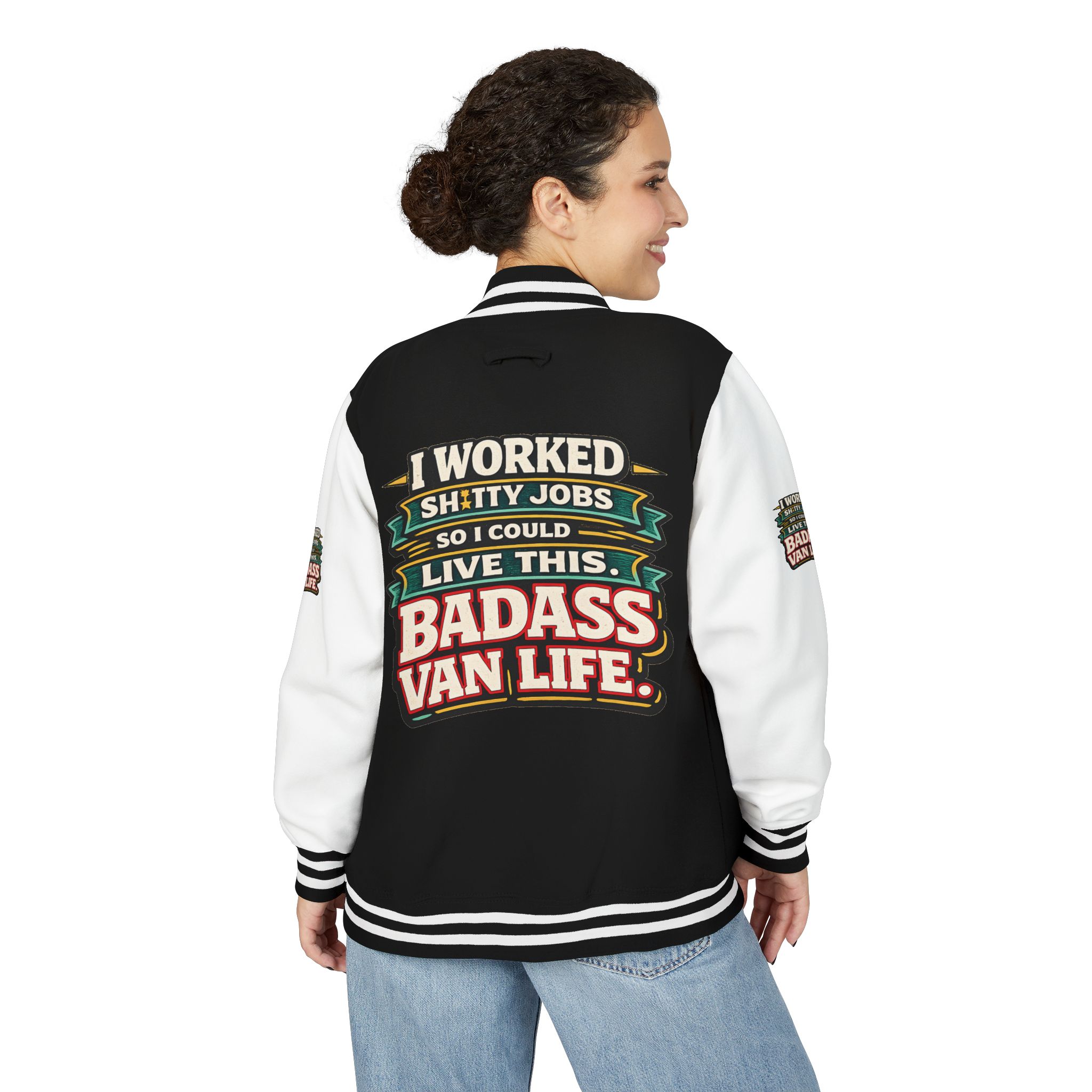 Unisex Heavyweight Letterman Jacket — "I Worked Shitty Jobs" Design F**K-Line