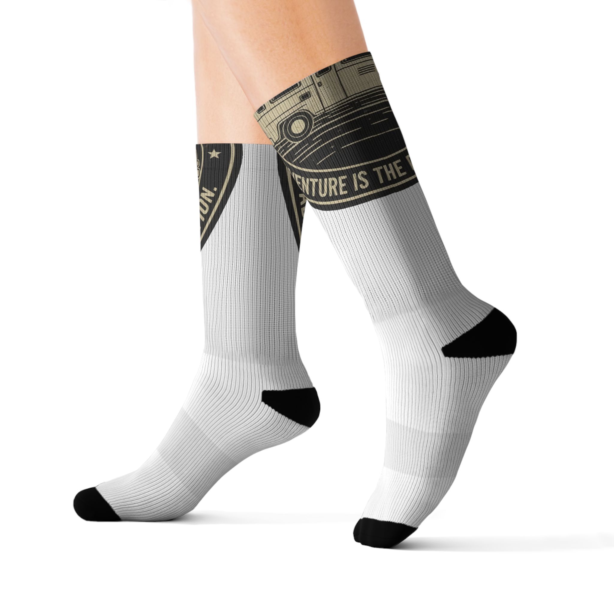 Sublimation Socks — Retro Camper Roadtrip Crew Socks