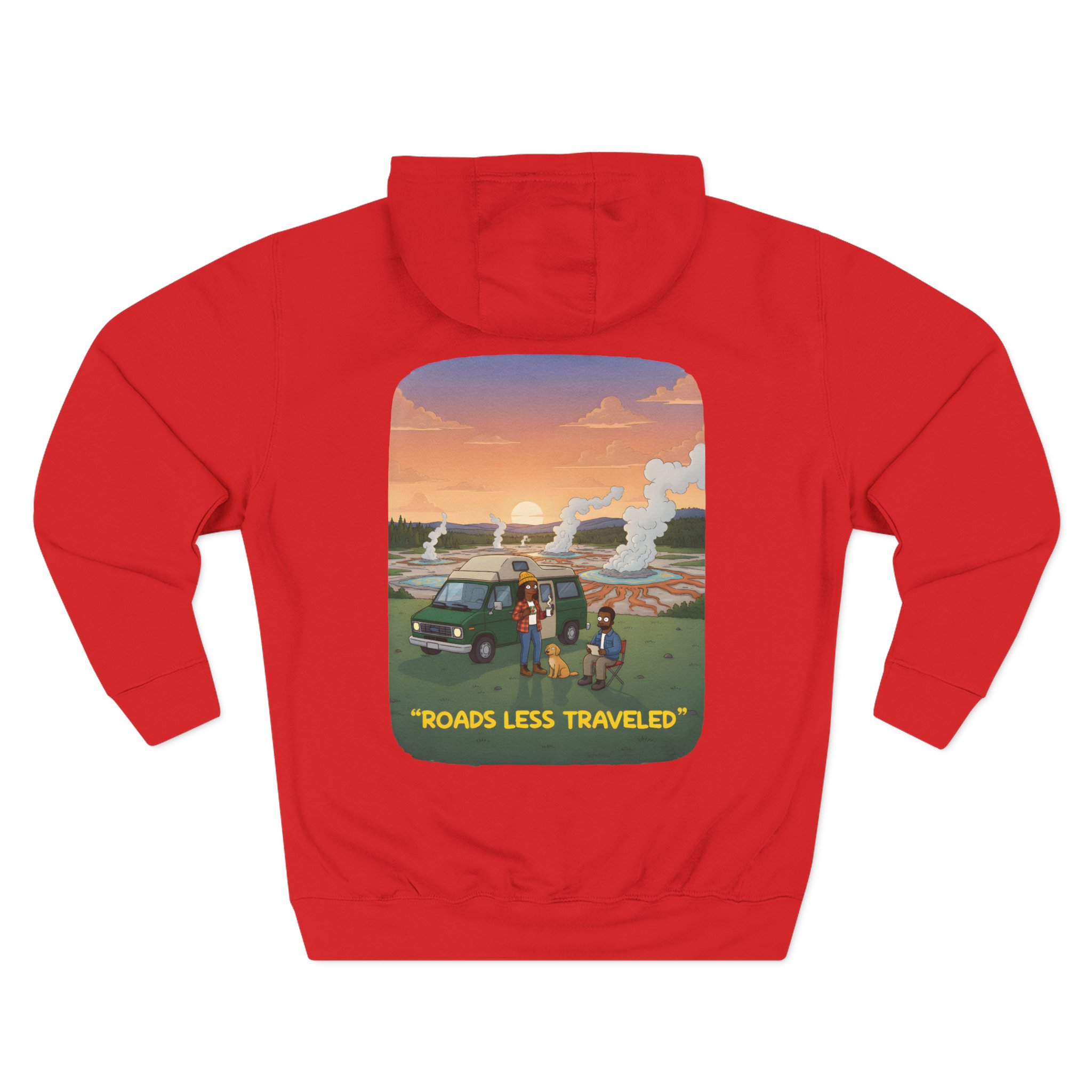 Three-Panel Fleece Hoodie - "Roads Less Traveled" Design Sitcom-Line