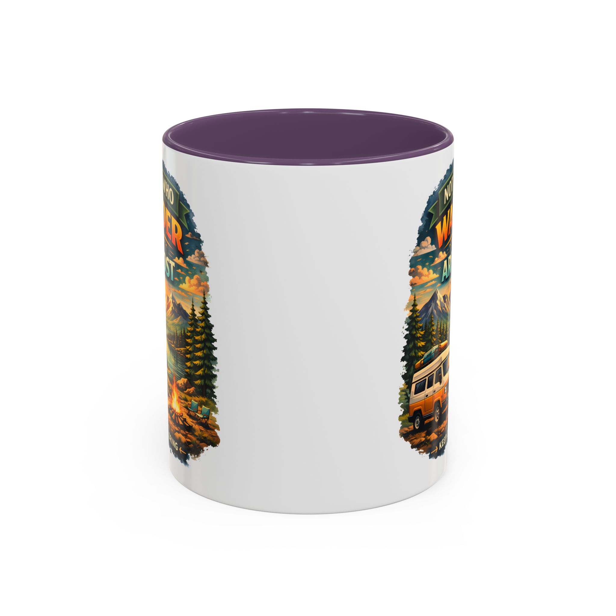 Accent Coffee Mug (11, 15oz) — "Not All Who Wander Are Lost" Design Scenic-Line