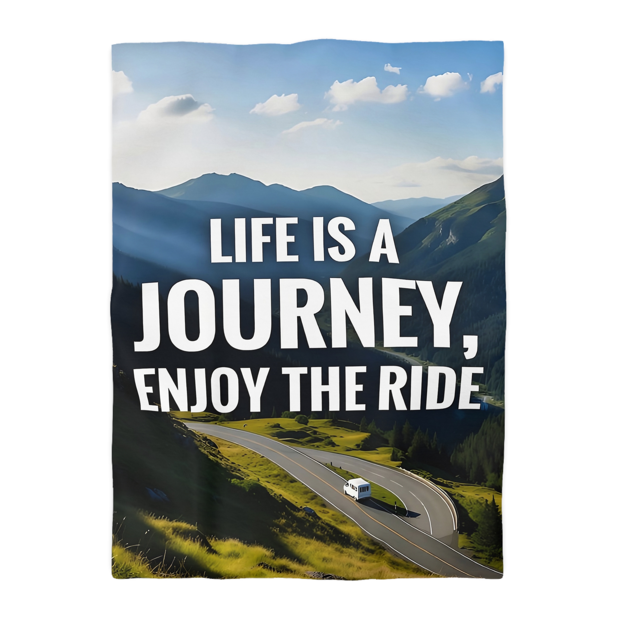 9861759974959574016_2048.jpeg Duvet Cover — "Life Is A Journey, Enjoy The Ride" Mountain Road Microfiber