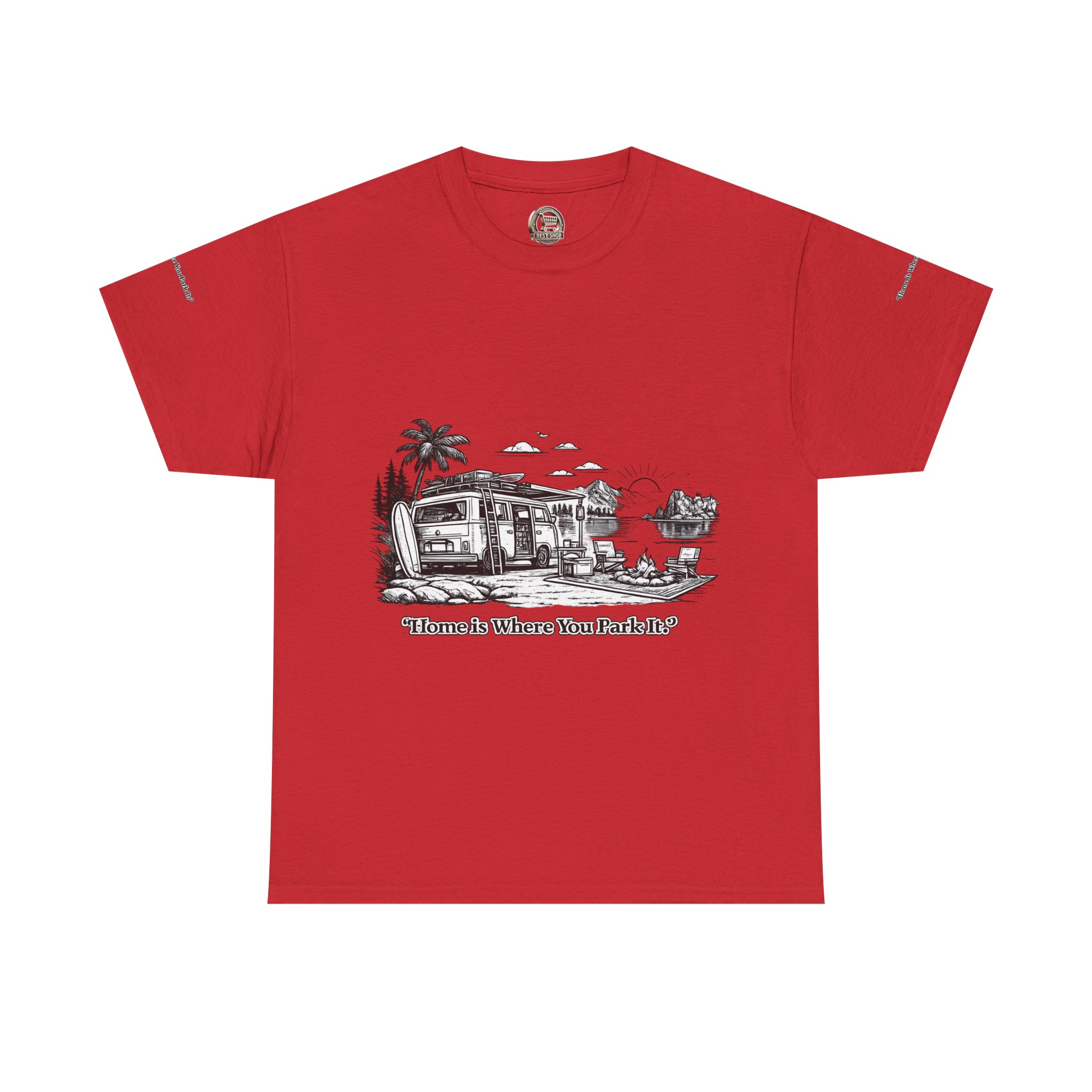 9862771961584955763_2048.jpeg Unisex Heavy Cotton Tee — "Home Is Where You Park It" Design Minimal-Line