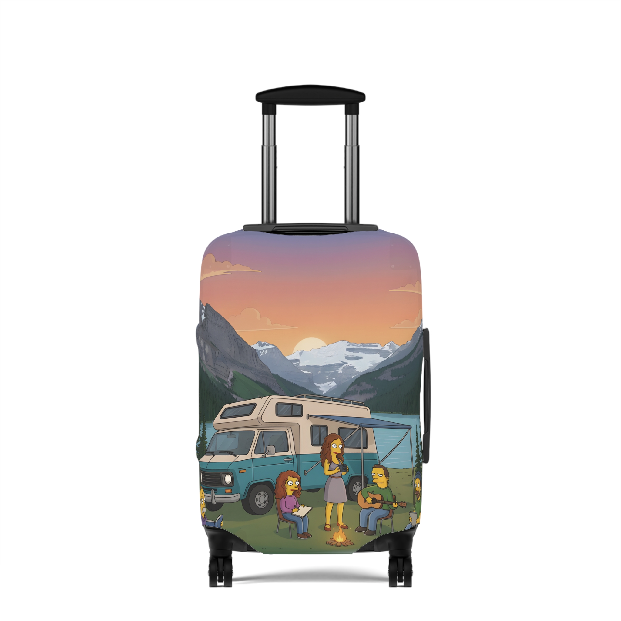 Luggage Cover — Adventure Camper Sketch Travel Suitcase(Design Sitcom-Line)