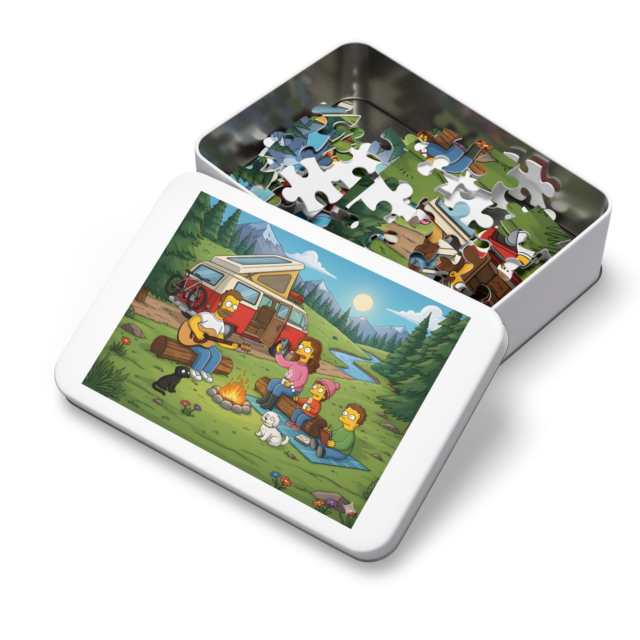 Jigsaw Puzzle with Tin — Scenic Campervan Campfire