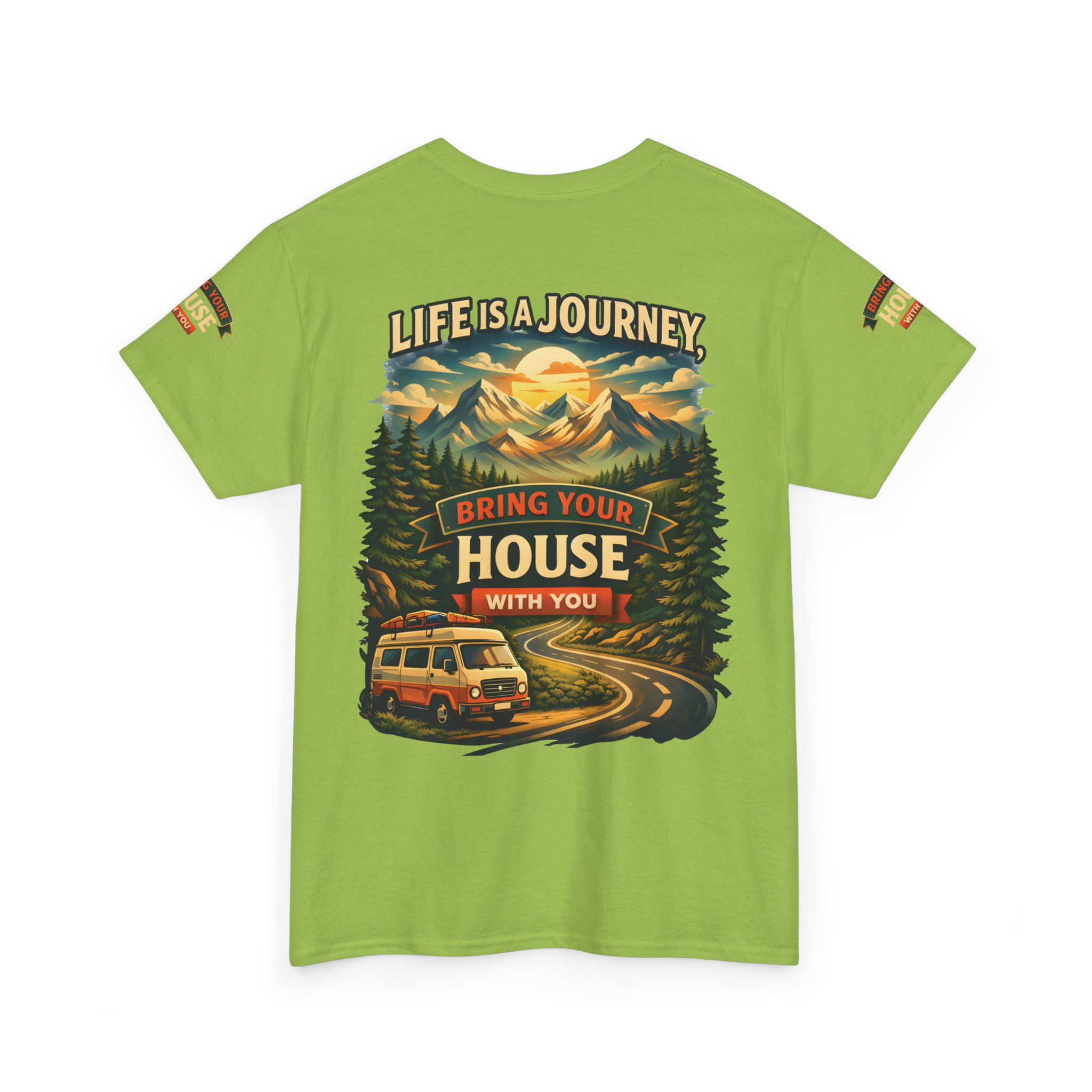 9874307224698819485_2048.jpeg Unisex Heavy Cotton Tee — "Live Is A Journey-Bring Your House With You" Design Scenic-Line