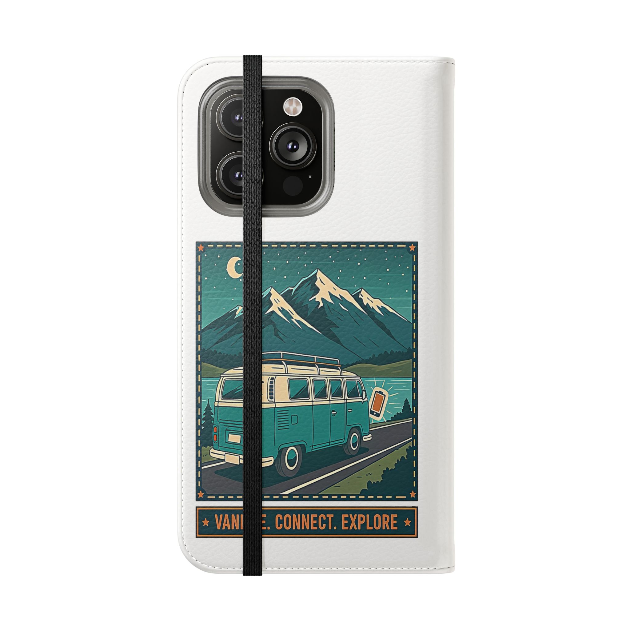 Flip Phone Case — “WiFi Where the Roam Is” Vanlife Wallet Case