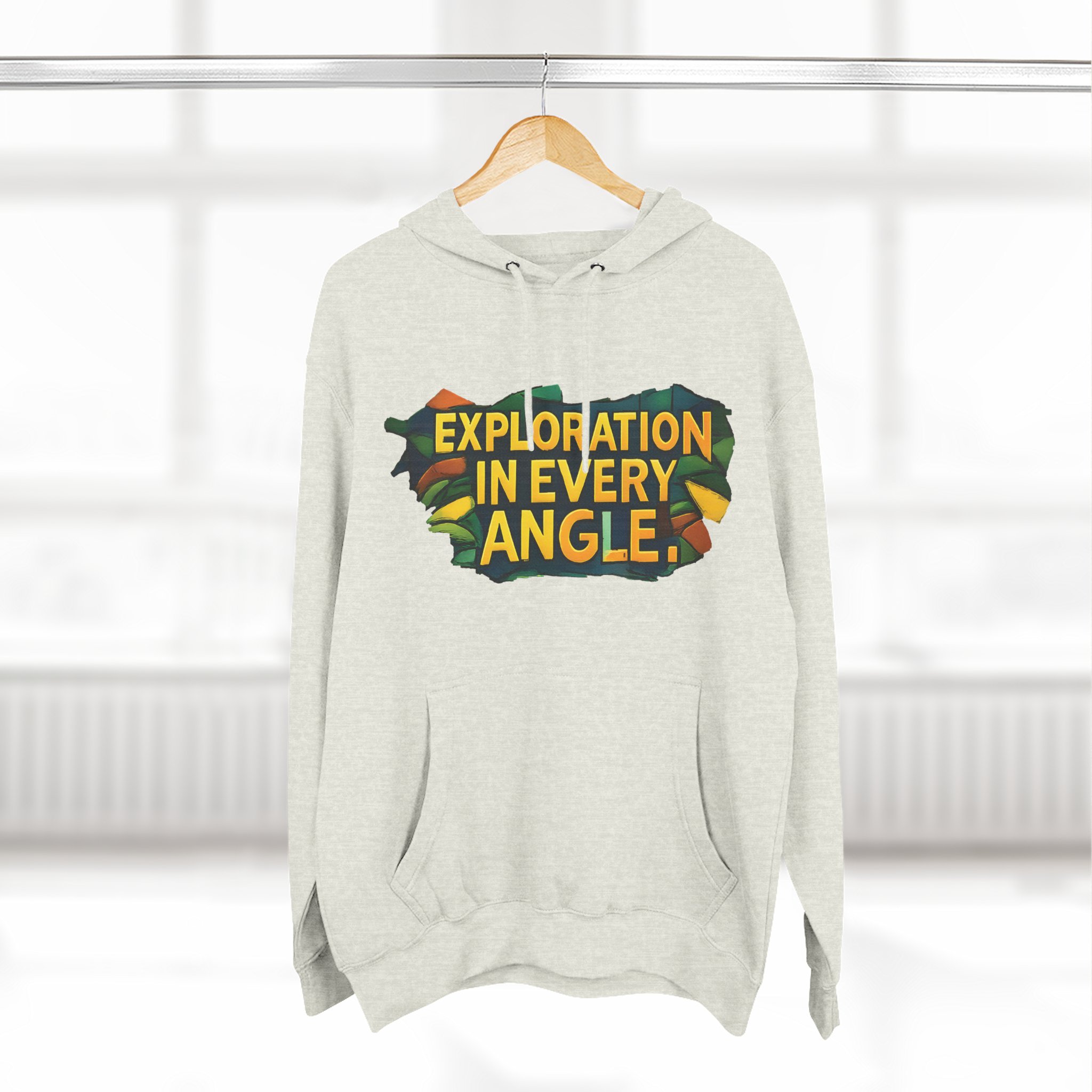 Three-Panel Fleece Hoodie - "Exploration In Every Angle" Design Cubic-Line