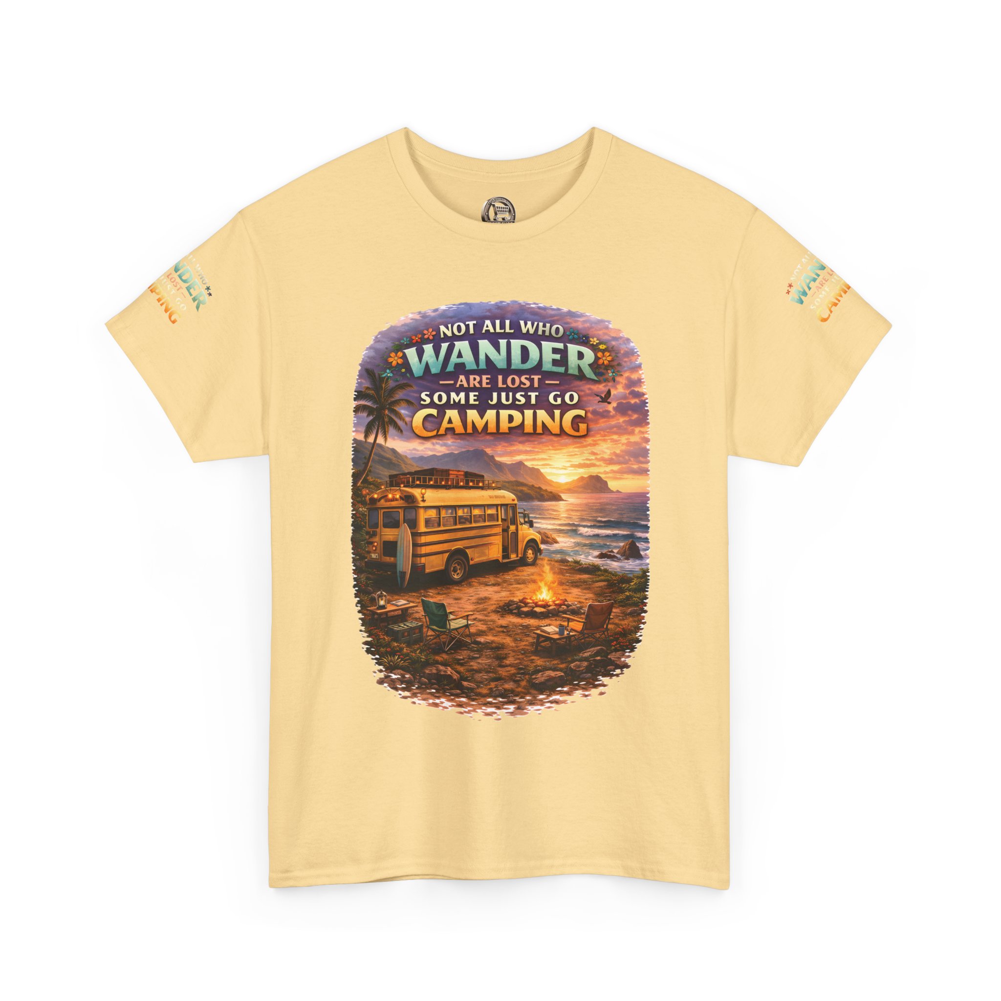 Unisex Heavy Cotton Tee — "Not All Who Wander Are Lost" Design Scenic-Line