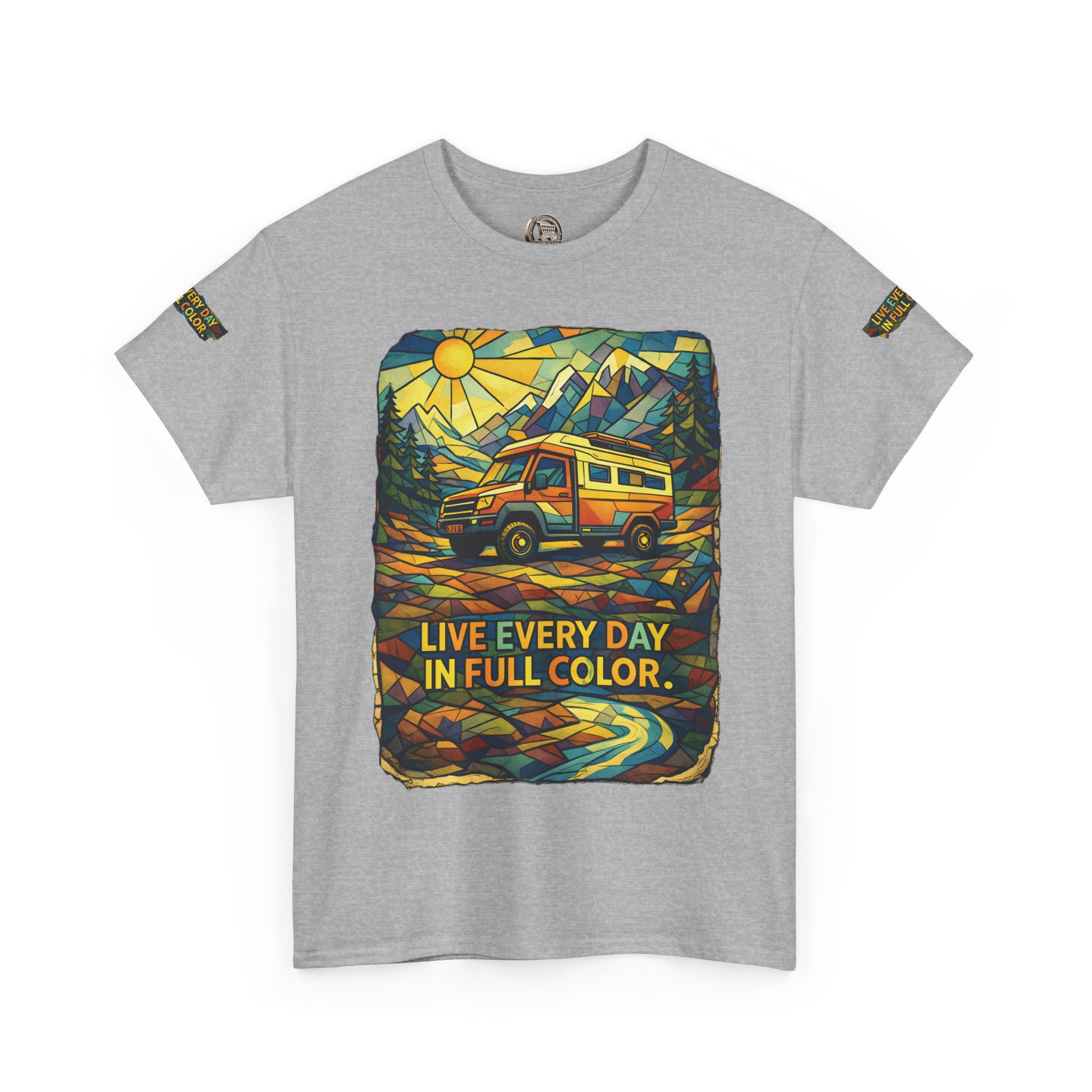 9888964641479805221_2048.jpeg Unisex Heavy Cotton Tee — "Live Life Every Day In Full Color" Design Cubic-Line