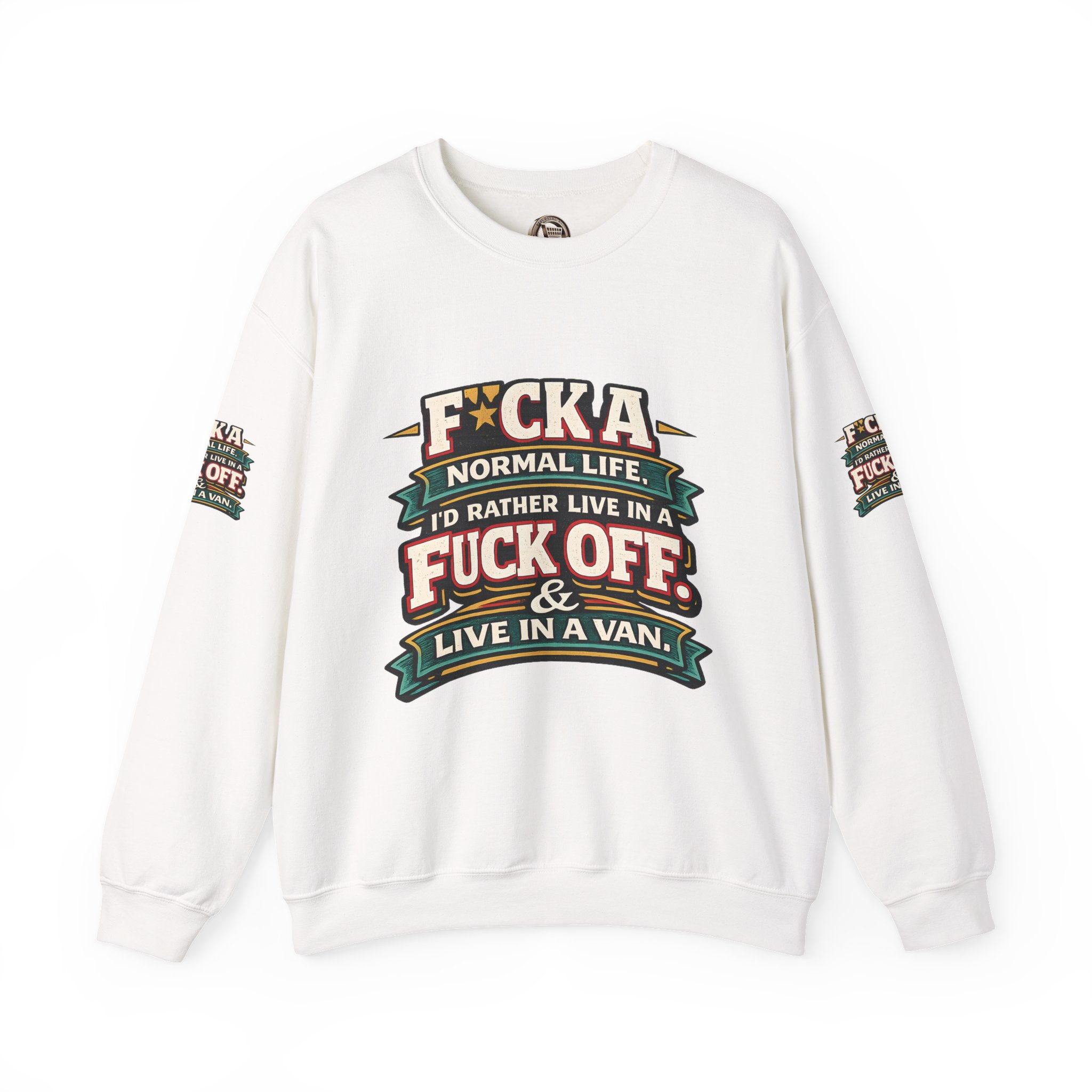 Unisex Heavy Blend™ Crewneck Sweatshirt — "Fuck A Normal Life" Design F**K-Line