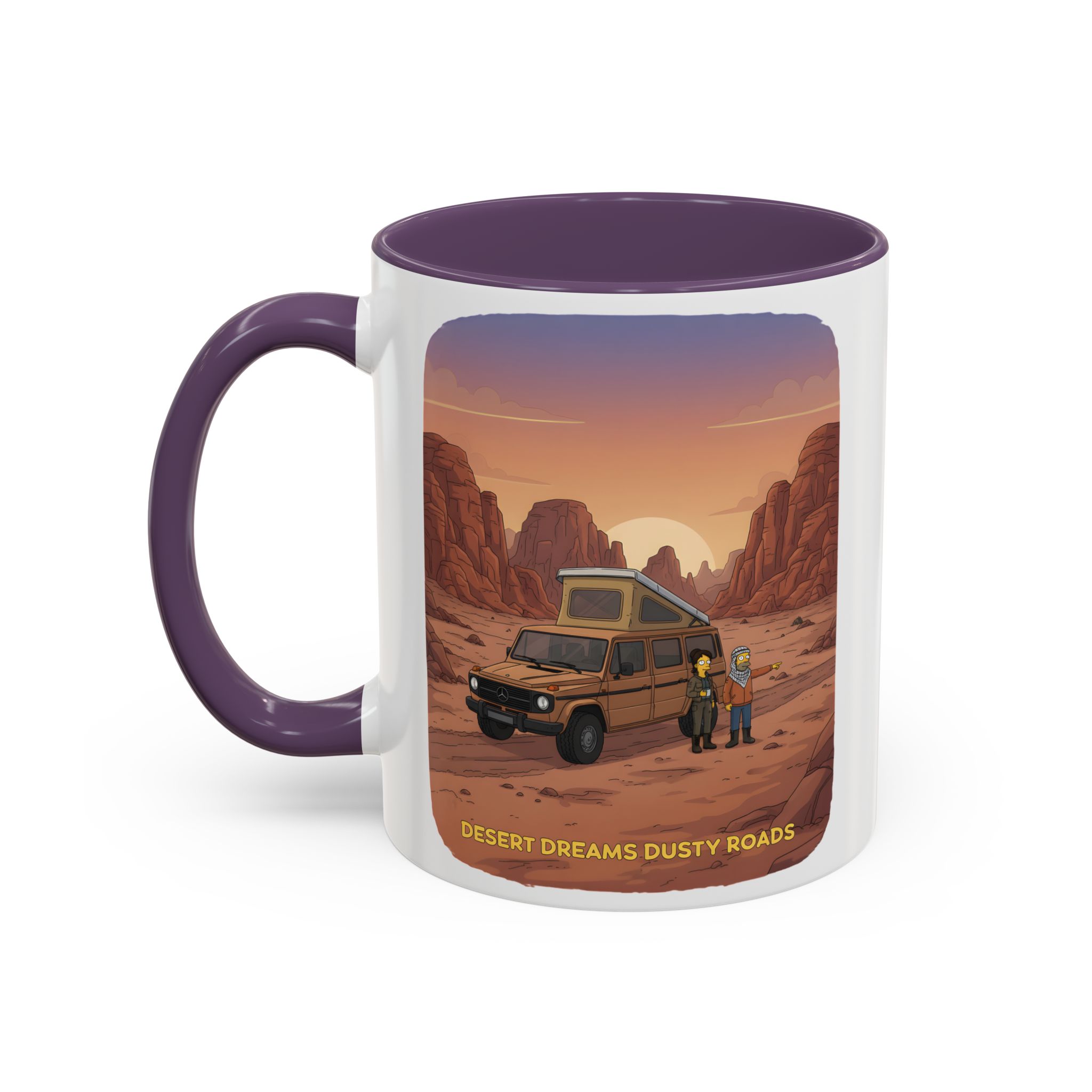 Accent Coffee Mug (11, 15oz) — "Desert Dreams Dusty Roads" Design Sitcom-Line